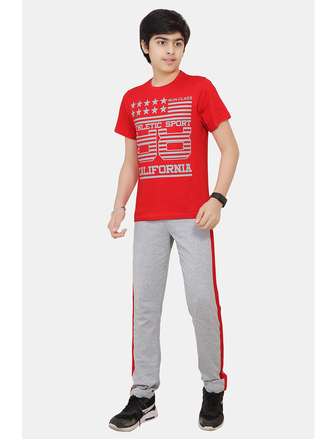 

BAESD Boys Printed Pure Cotton T-shirt with Trousers, Red
