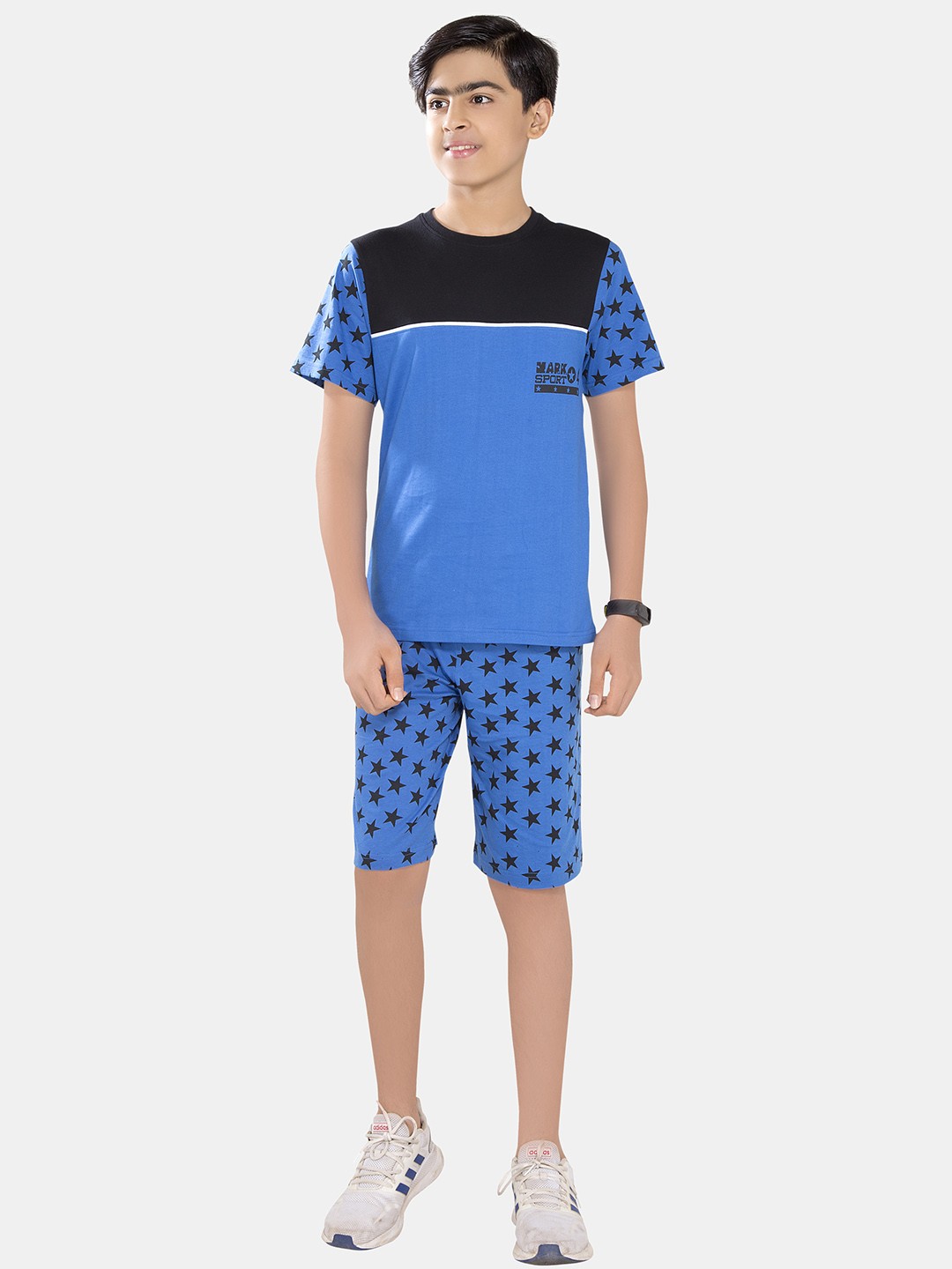 

BAESD Boys Printed Pure Cotton T-shirt with Shorts, Blue