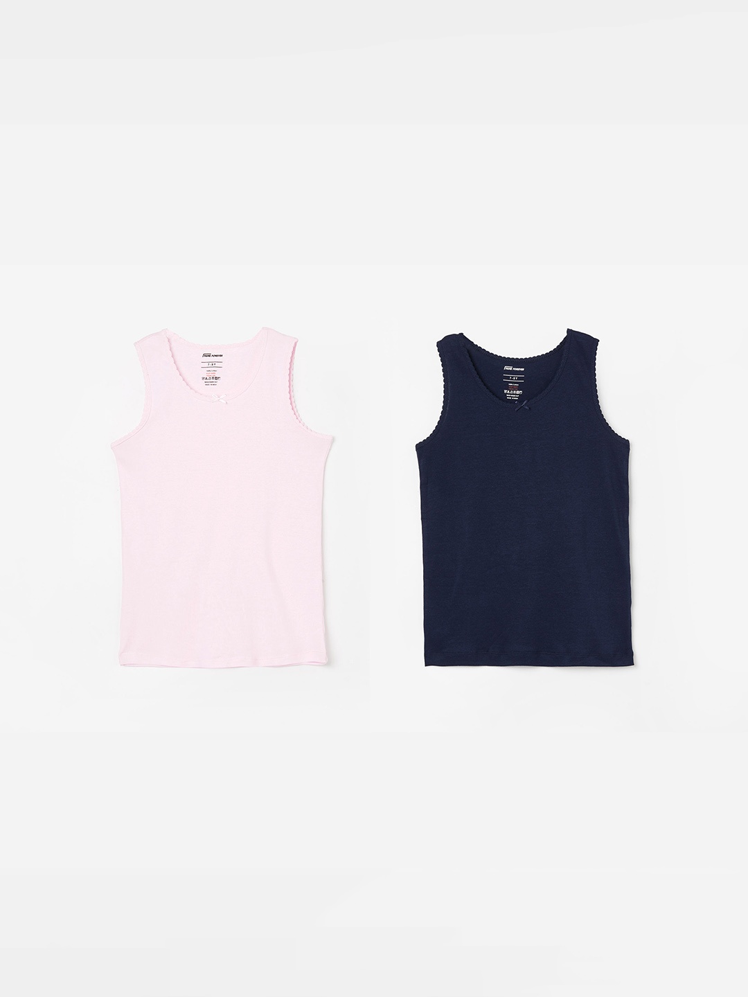 Fame Forever by Lifestyle Girls Pack Of 2 Pure Cotton Tank Tops, Navy blue