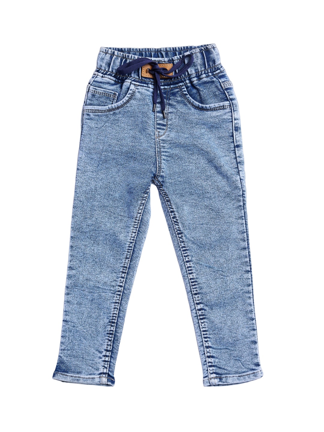 

A-Okay Boys High-Rise Heavy Fade Acid Wash Stretchable Jeans, Blue