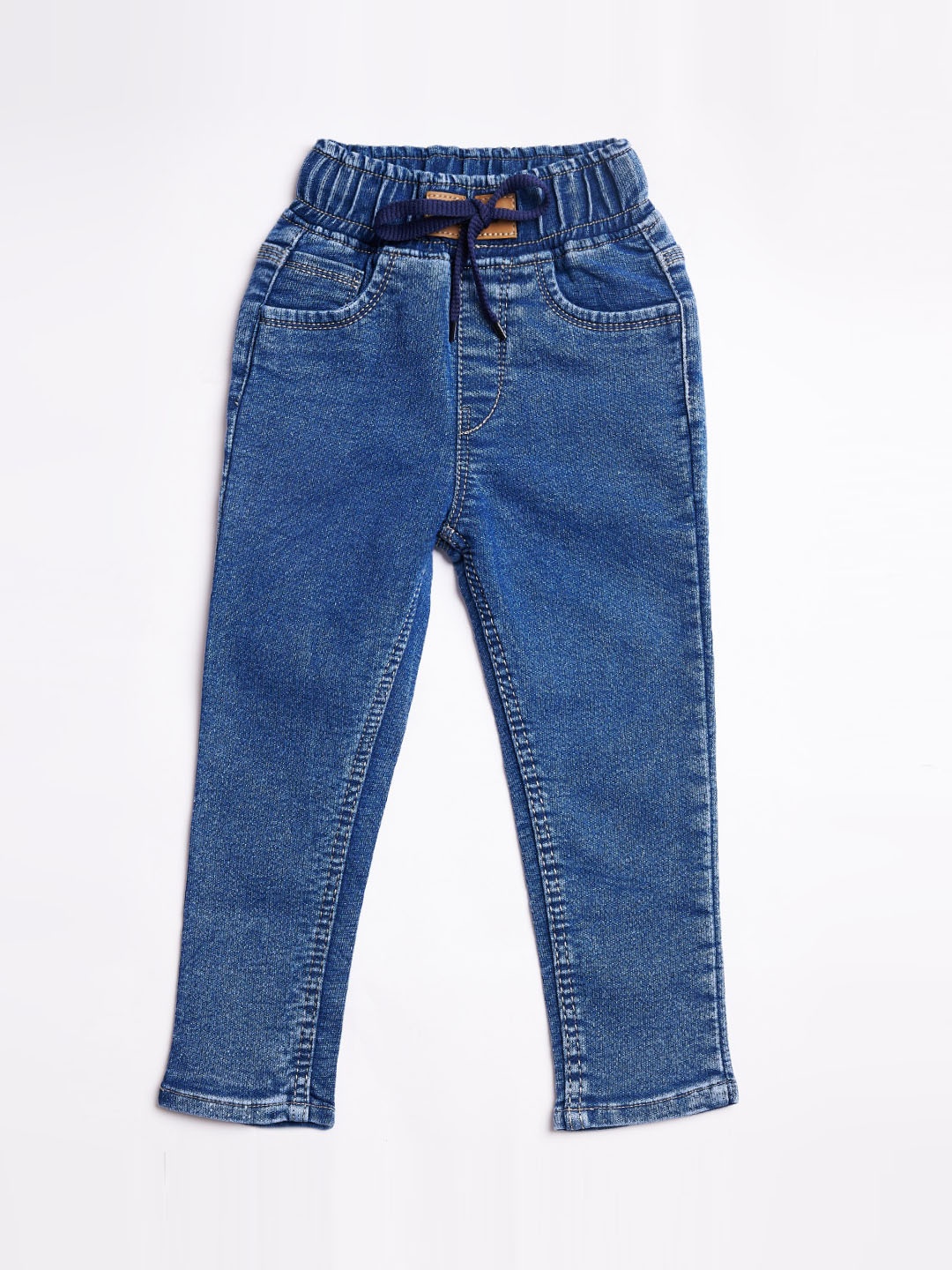 A-Okay Boys High-Rise Dark Shade Light Fade Clean Look Stretchable Jeans, Blue