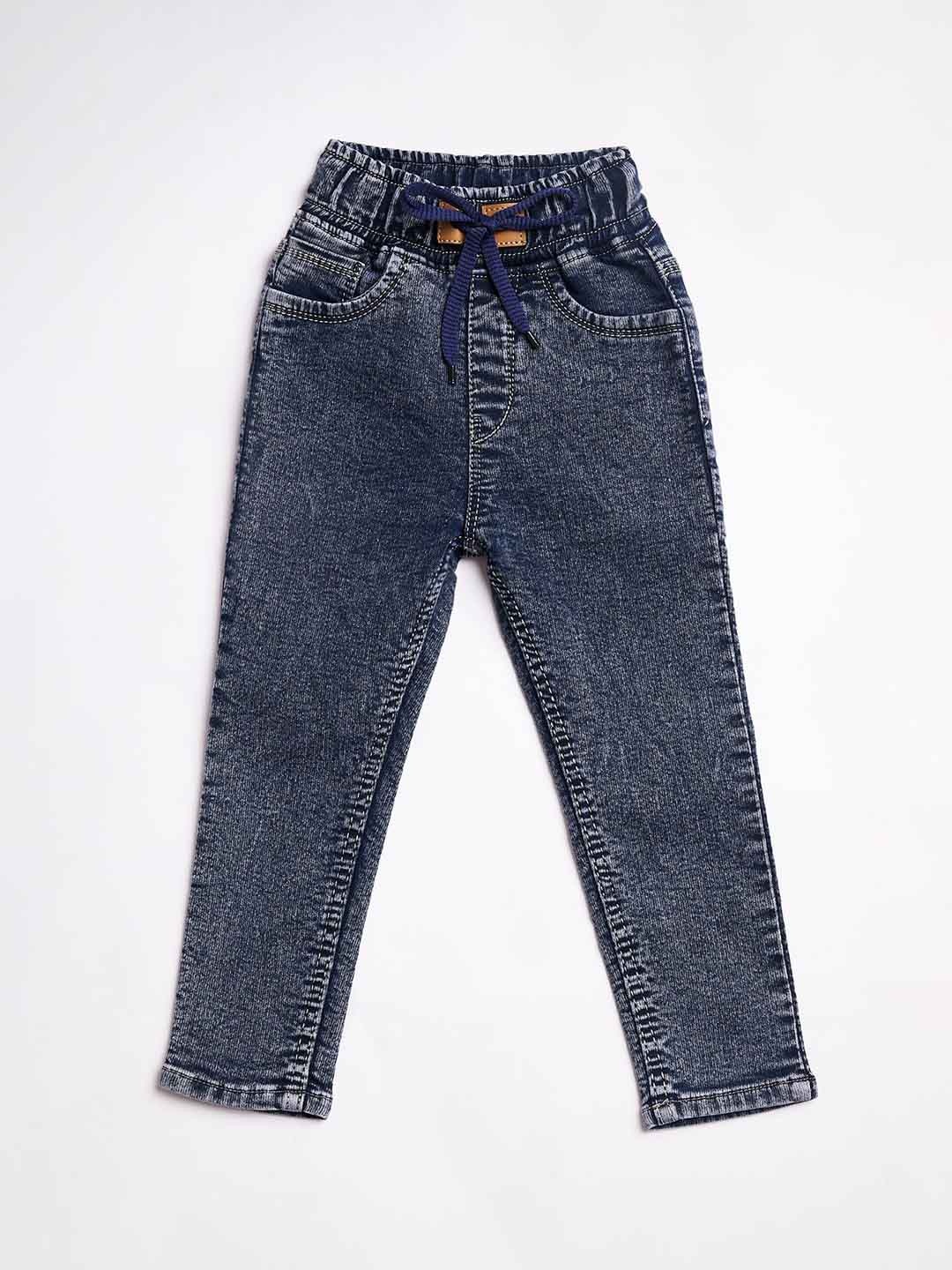 

A-Okay Boys High-Rise Clean Look Heavy Fade Stretchable Jeans, Navy blue