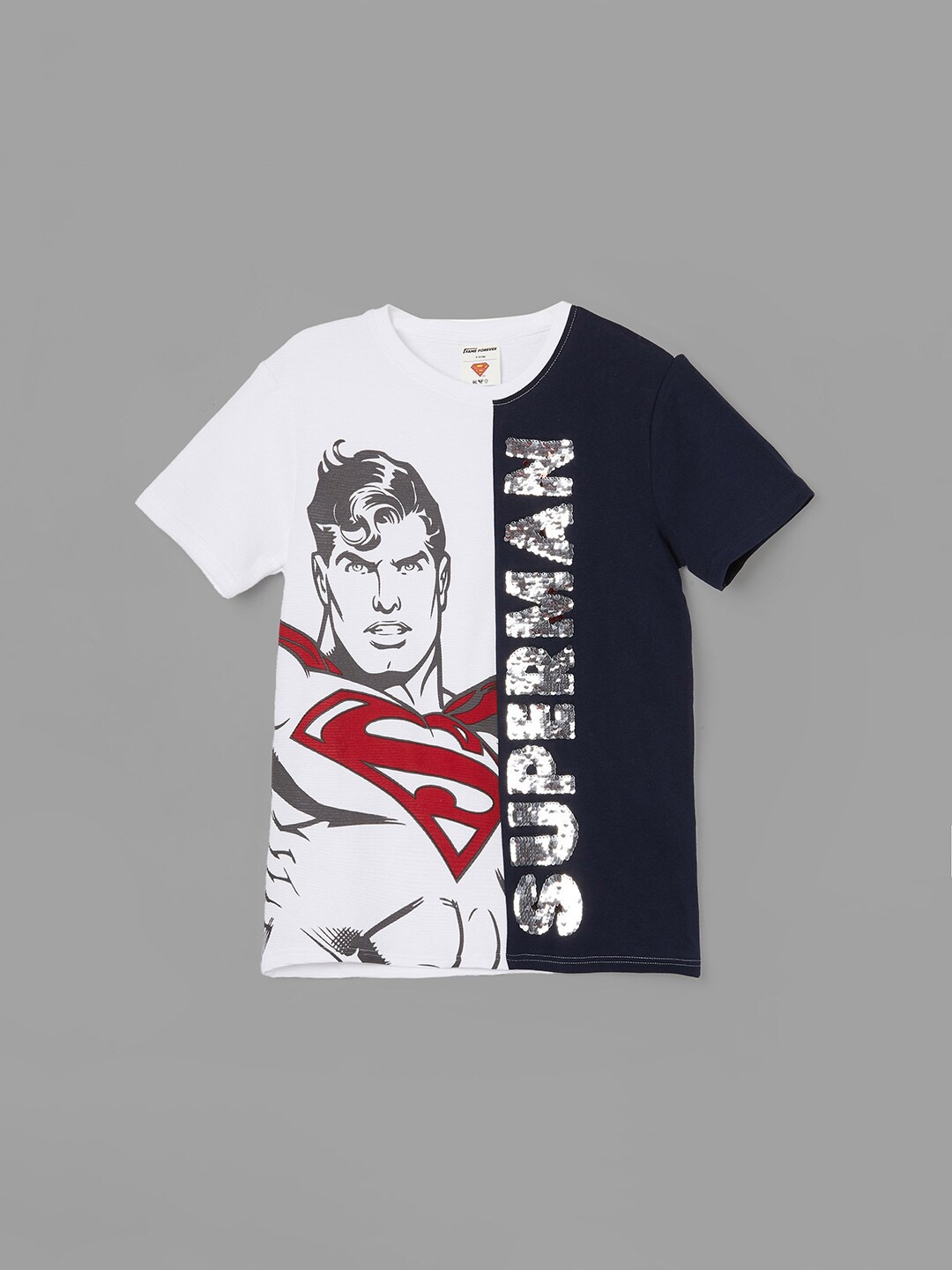 

Fame Forever by Lifestyle Boys Superman Printed Pure Cotton T-Shirt, White