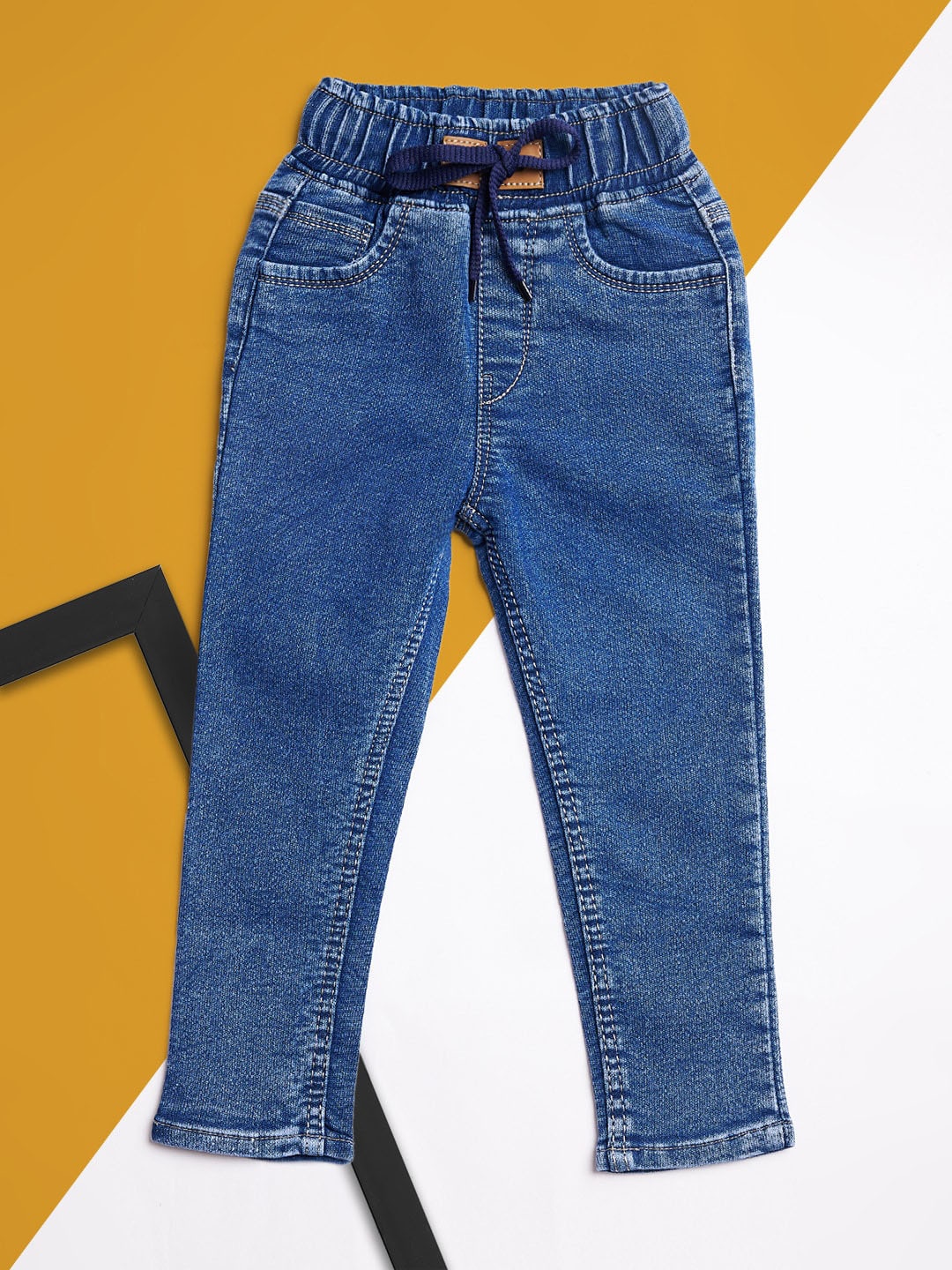 

A-Okay Kids Acid Wash Slim Fit High-Rise Stretchable Jeans, Blue