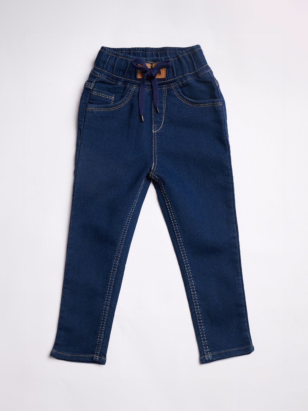 

A-Okay Kids High-Rise Cuffed Hem Clean Look Stretchable Jeans, Blue