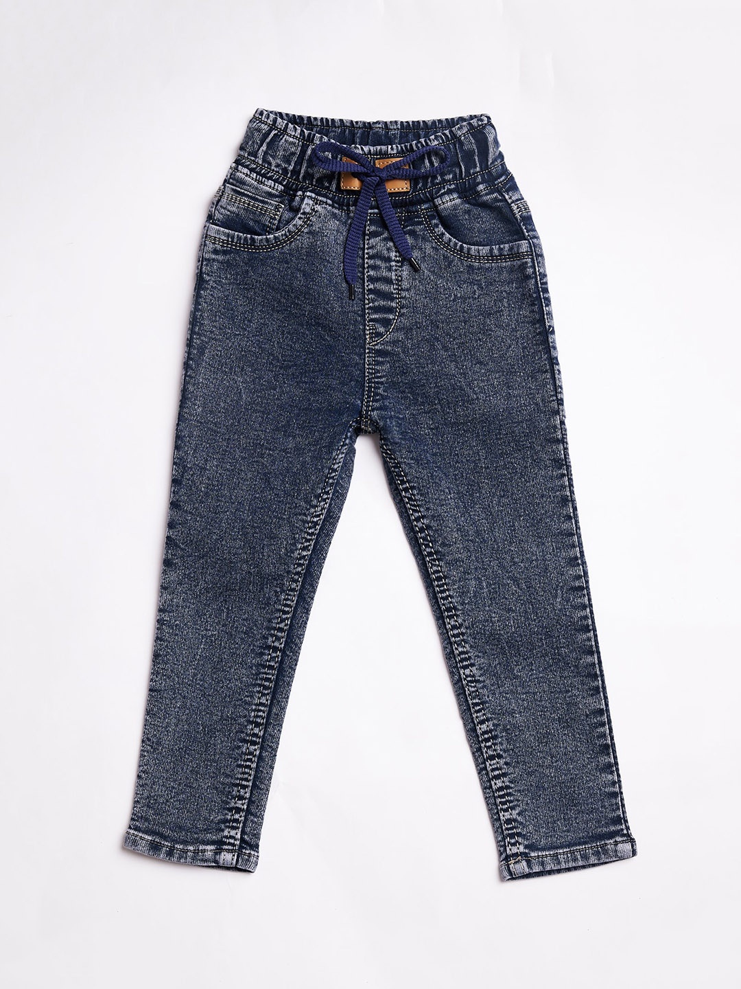 

A-Okay Kids Jogger Slim Fit Heavy Fade Stretchable Jeans, Navy blue