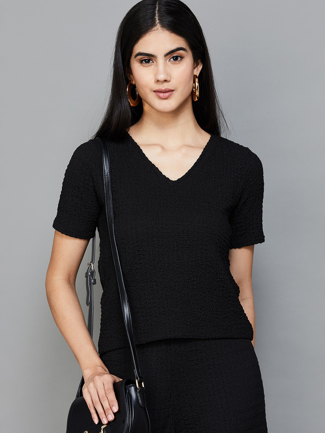 

CODE by Lifestyle Self Design V-Neck Top, Black