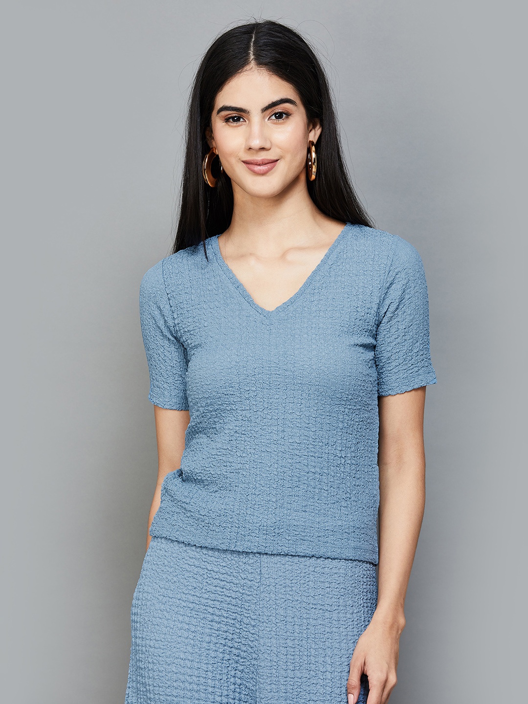 

CODE by Lifestyle Self Design V-Neck Top, Blue