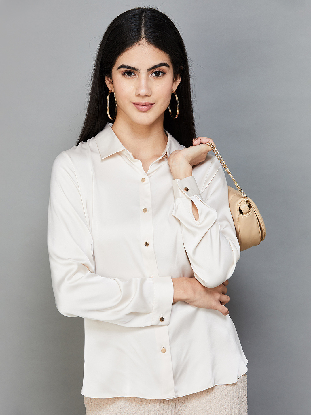 

CODE by Lifestyle Spread Collar Casual Shirt, Off white