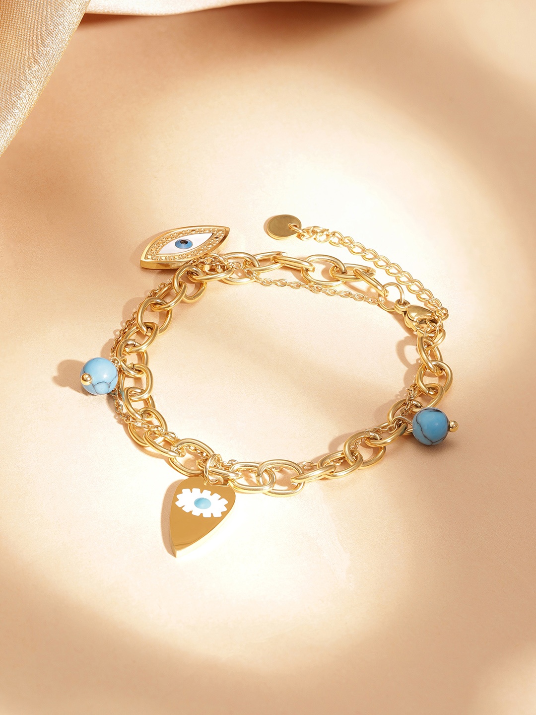 

Rubans Voguish 18K Gold-Plated Stainless Steel Tarnish-Free Waterproof Beaded Bracelet