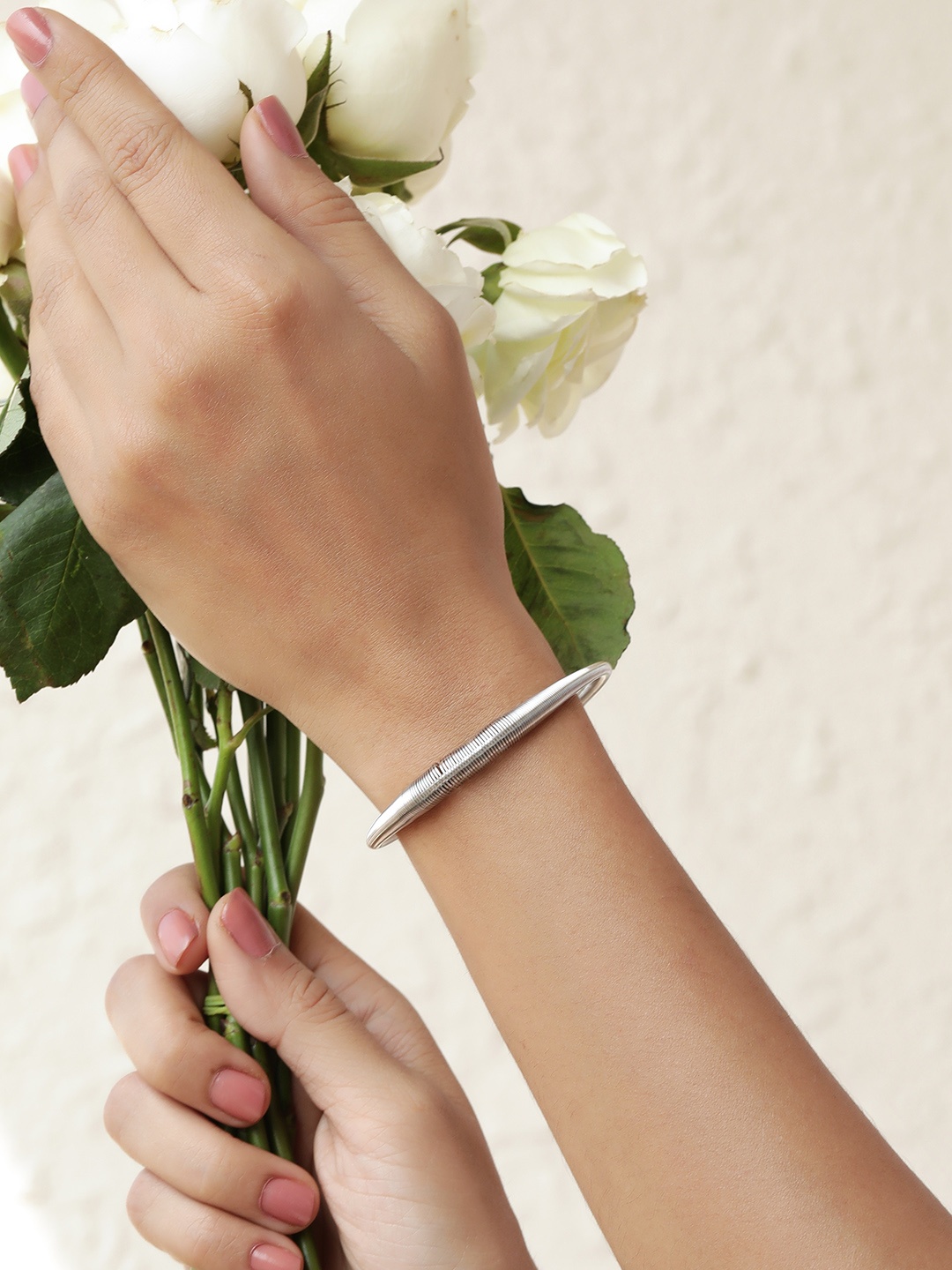 

Rubans Voguish Women Rhodium-Plated Cuff Bracelet, Silver