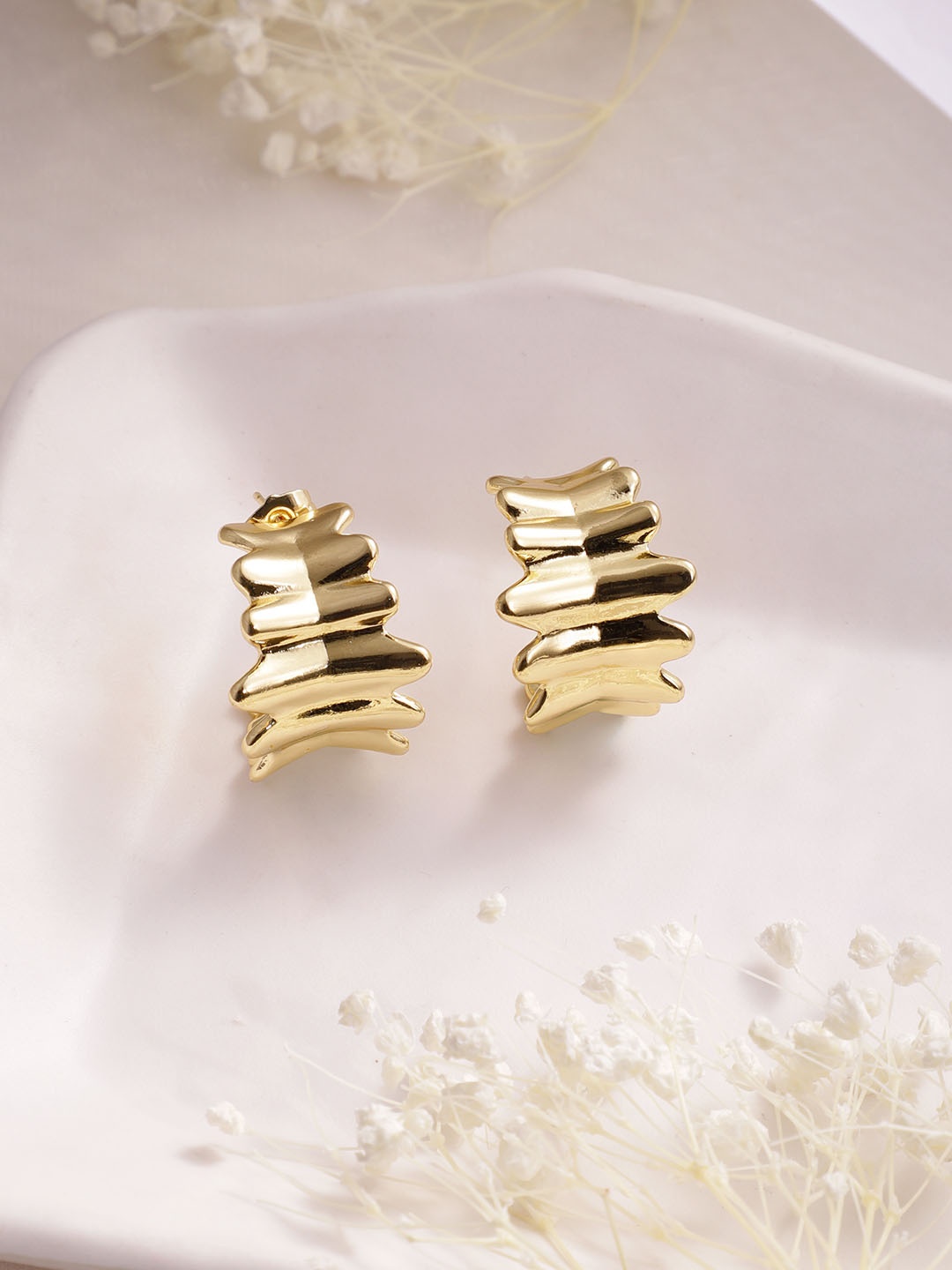 

Rubans Voguish 18k Gold-Plated Tarnish Free Water Proof Half Hoop Earrings