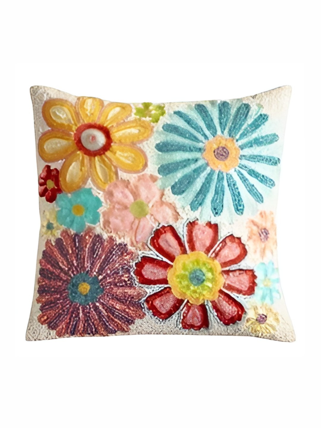 

PURINA'S Yellow & Blue Floral Embroidered Square Cushion Covers