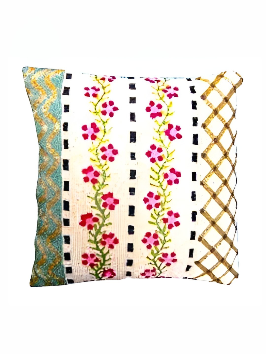 

PURINA'S Pink & Green Floral Square Cushion Covers