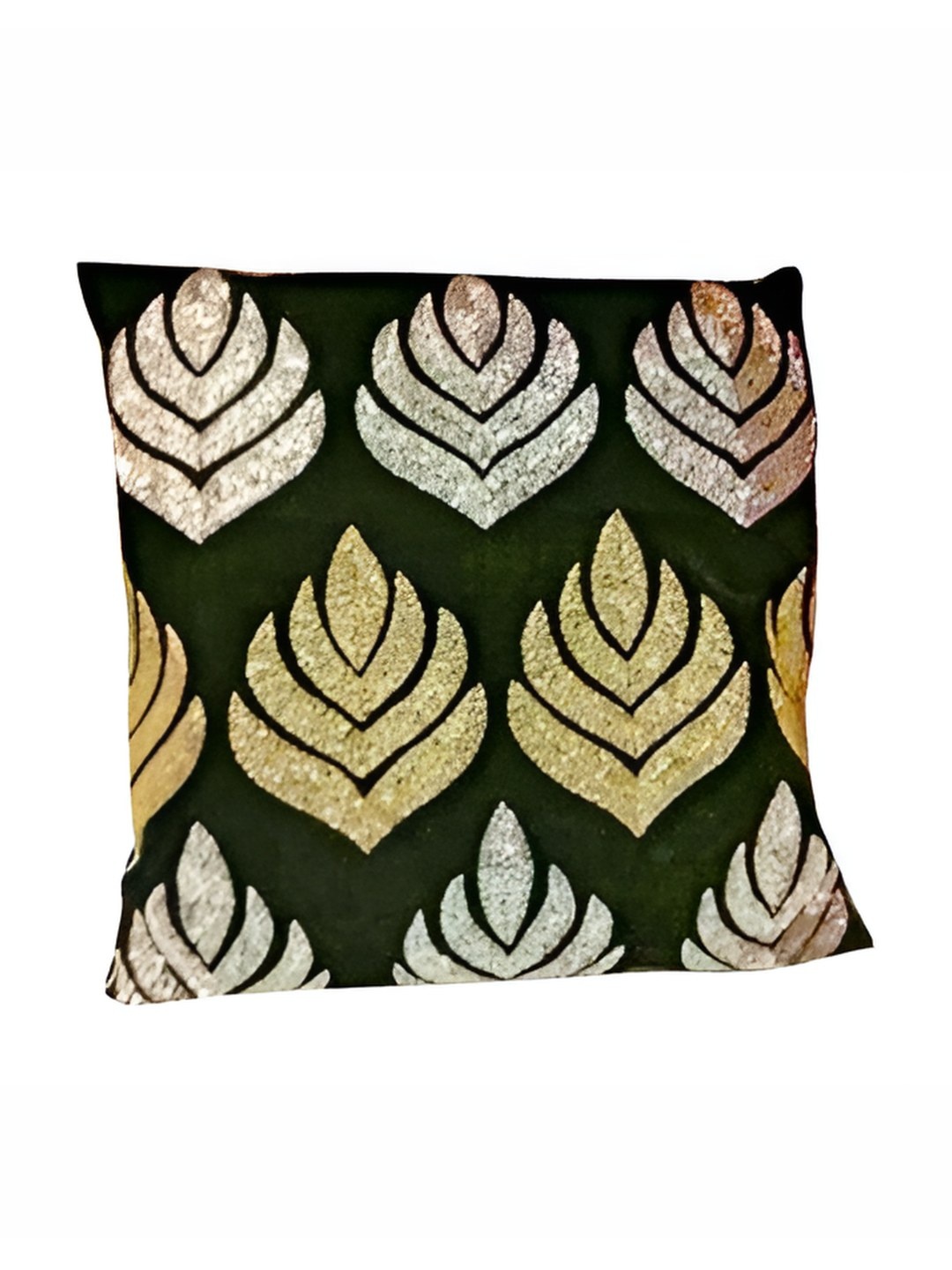 

PURINA'S Black & Gold-Toned Floral Embellished Square Cushion Cover