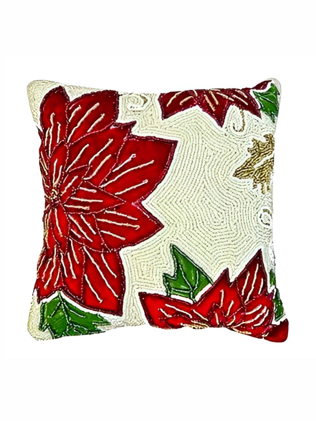 

PURINA'S White & Red Embellished Square Cushion Cover