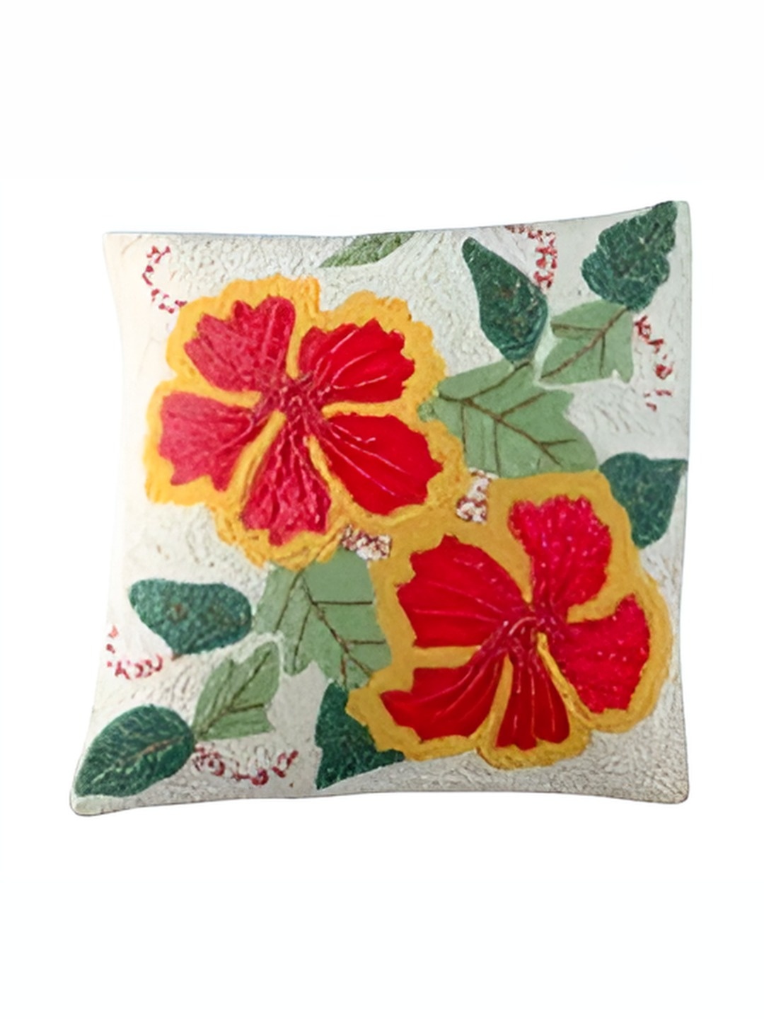 

PURINA'S White & Yellow Floral printed Square Cushion Cover