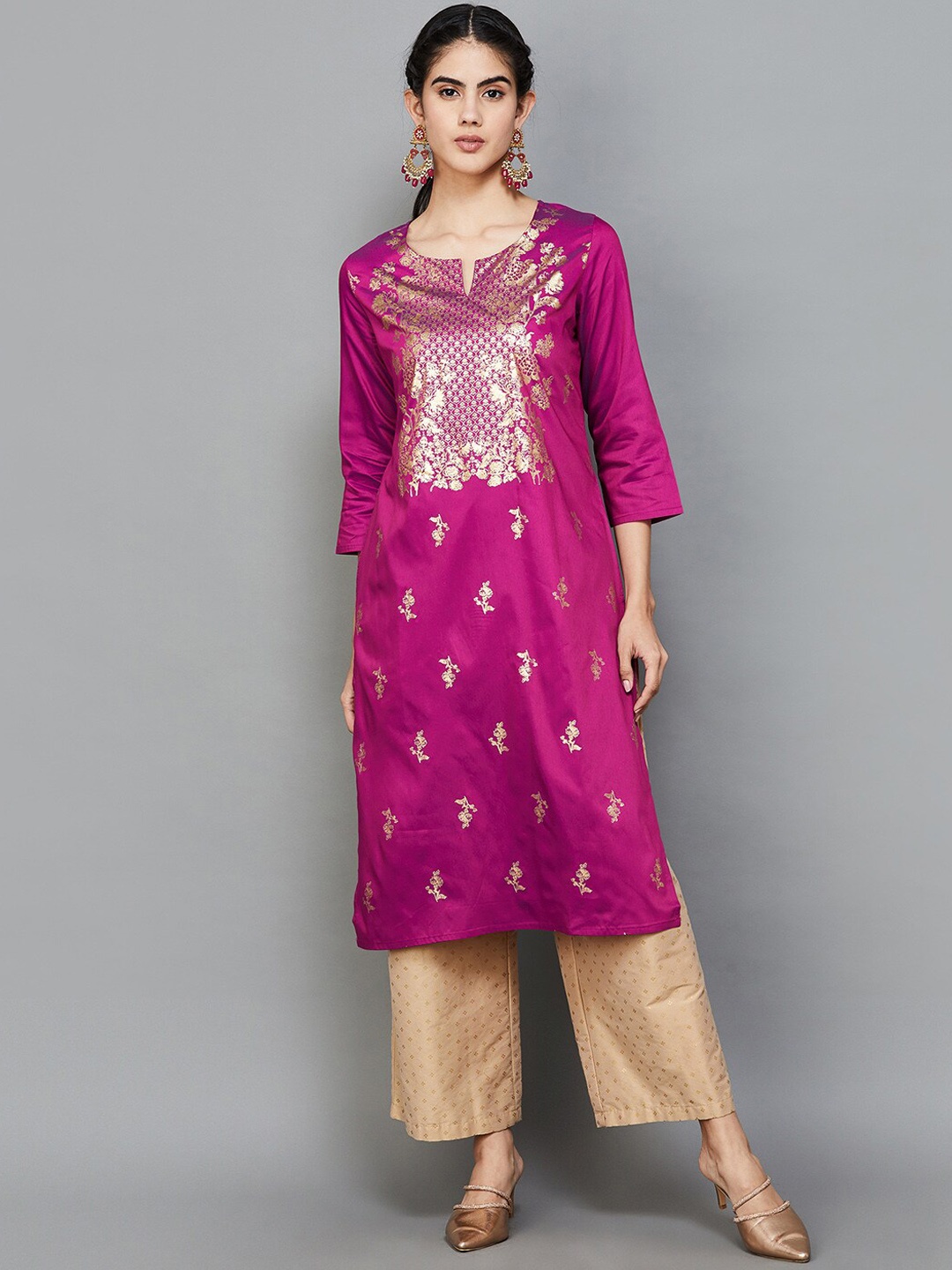 

Melange by Lifestyle Floral Woven Design Kurta, Pink