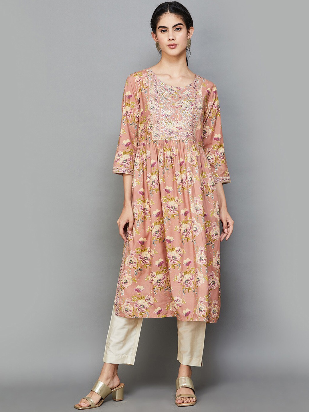 Melange by Lifestyle Yoke Design Gotta Patti Anarkali Kurta, Red