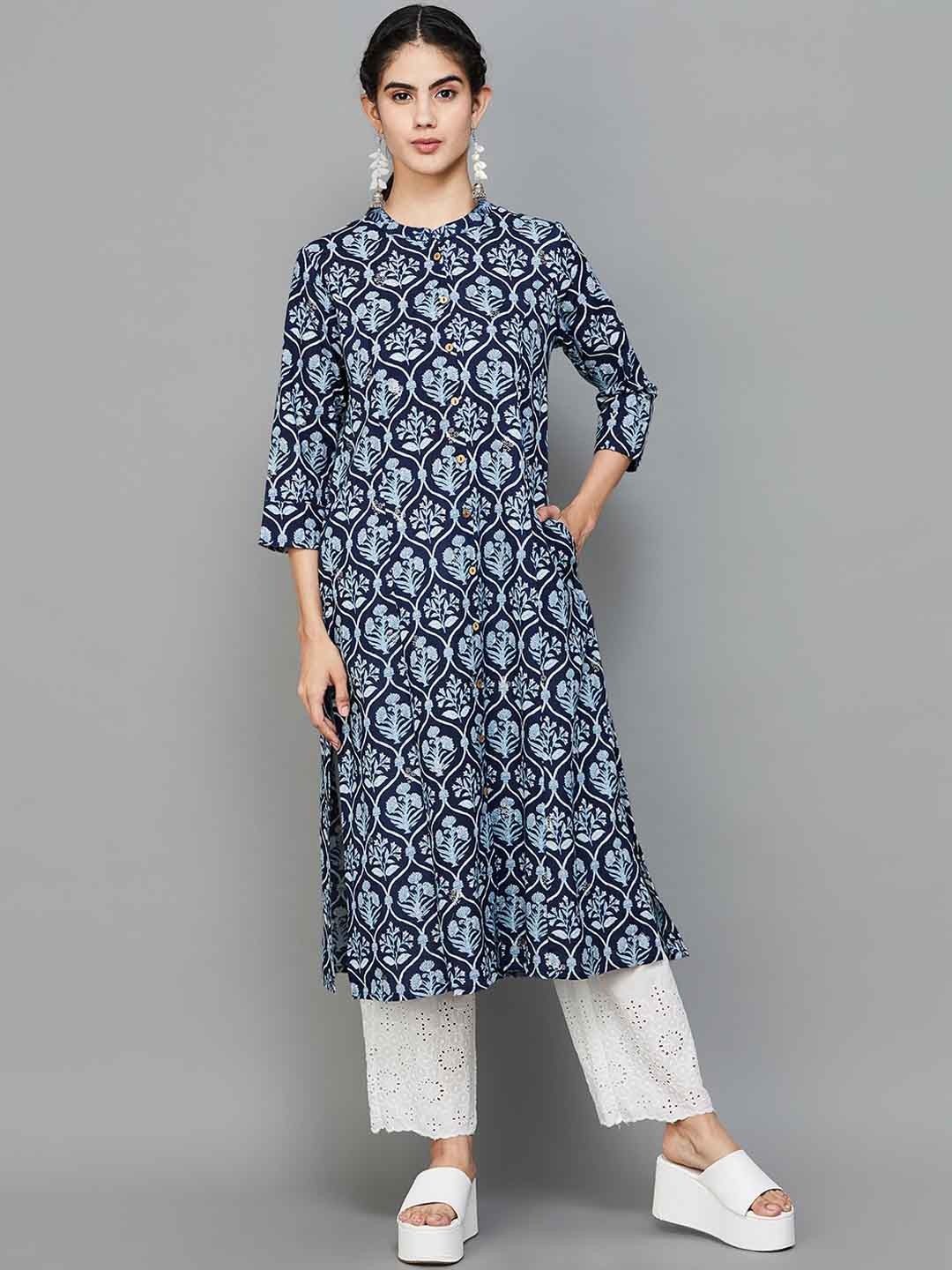 

Melange by Lifestyle Abstract Printed Cotton Kurta, Violet