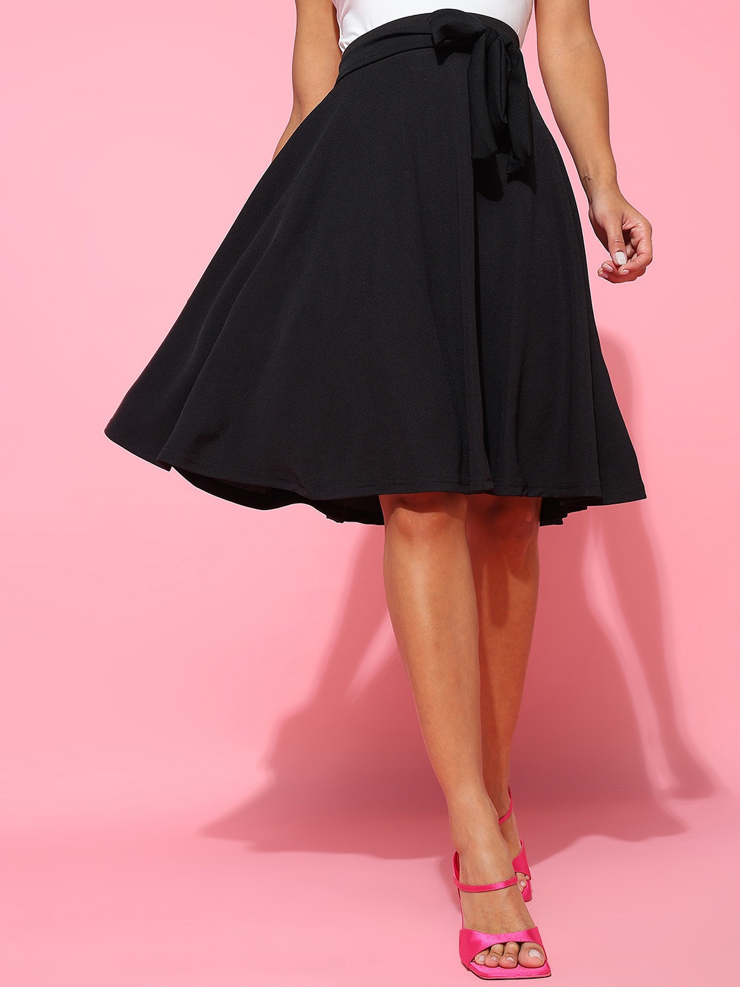 

BAESD Knee Length Flared Skirt, Black