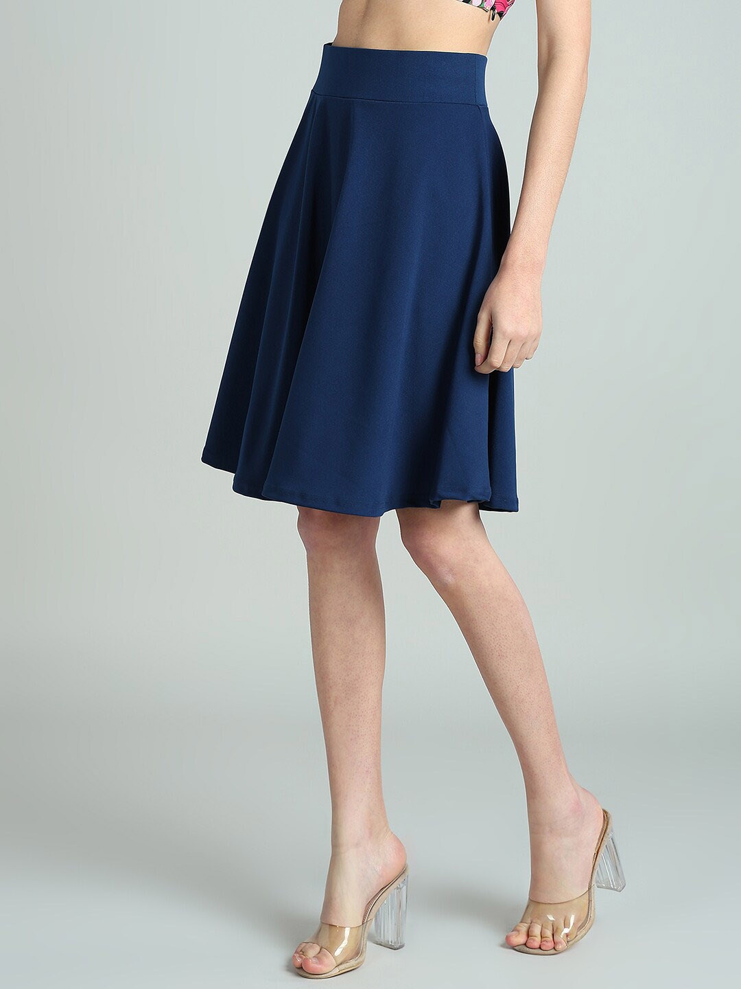 

BAESD Above Knee Length Flared Skirt, Navy blue