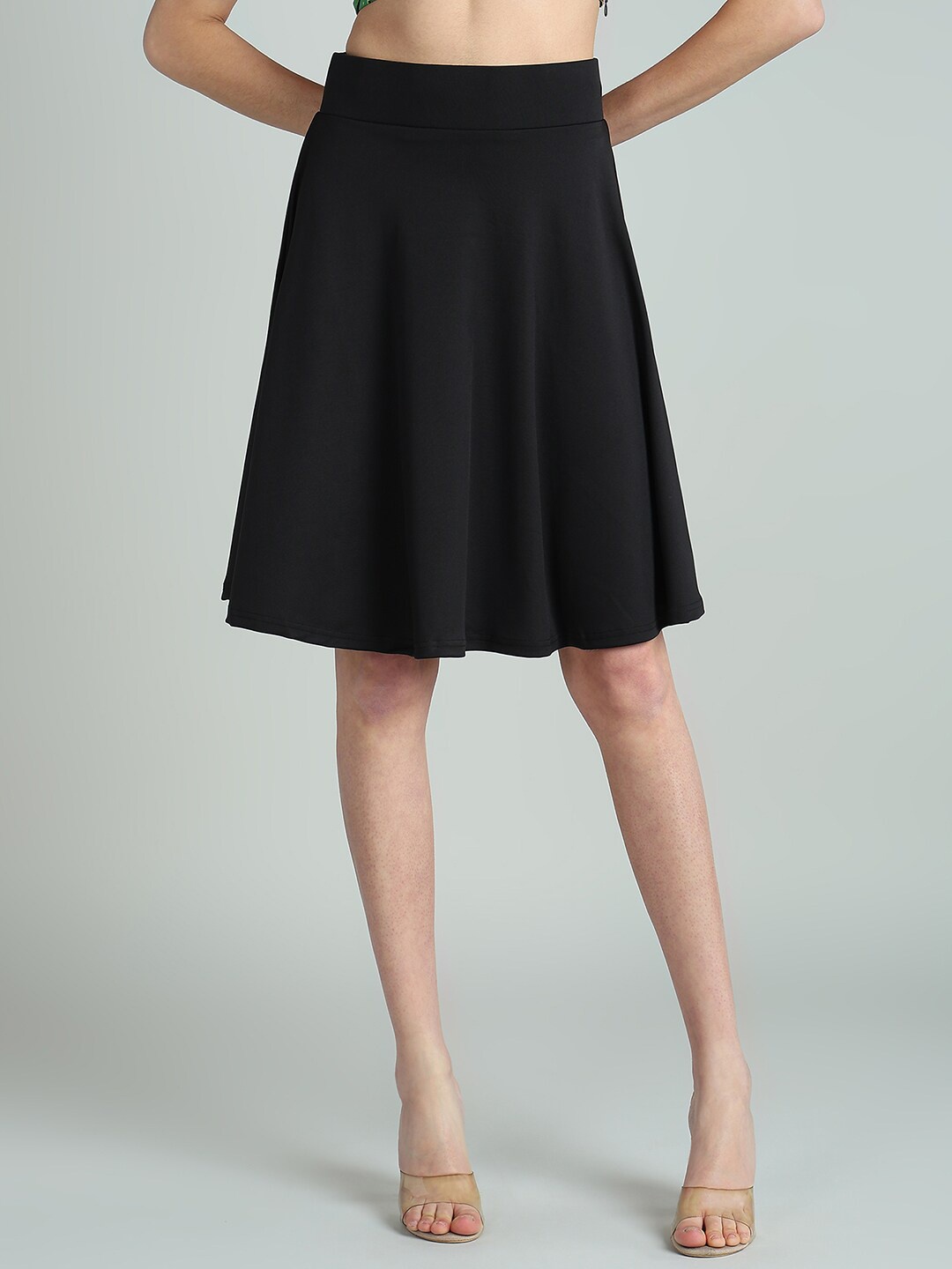 

BAESD Above Knee Length Flared Skirt, Black