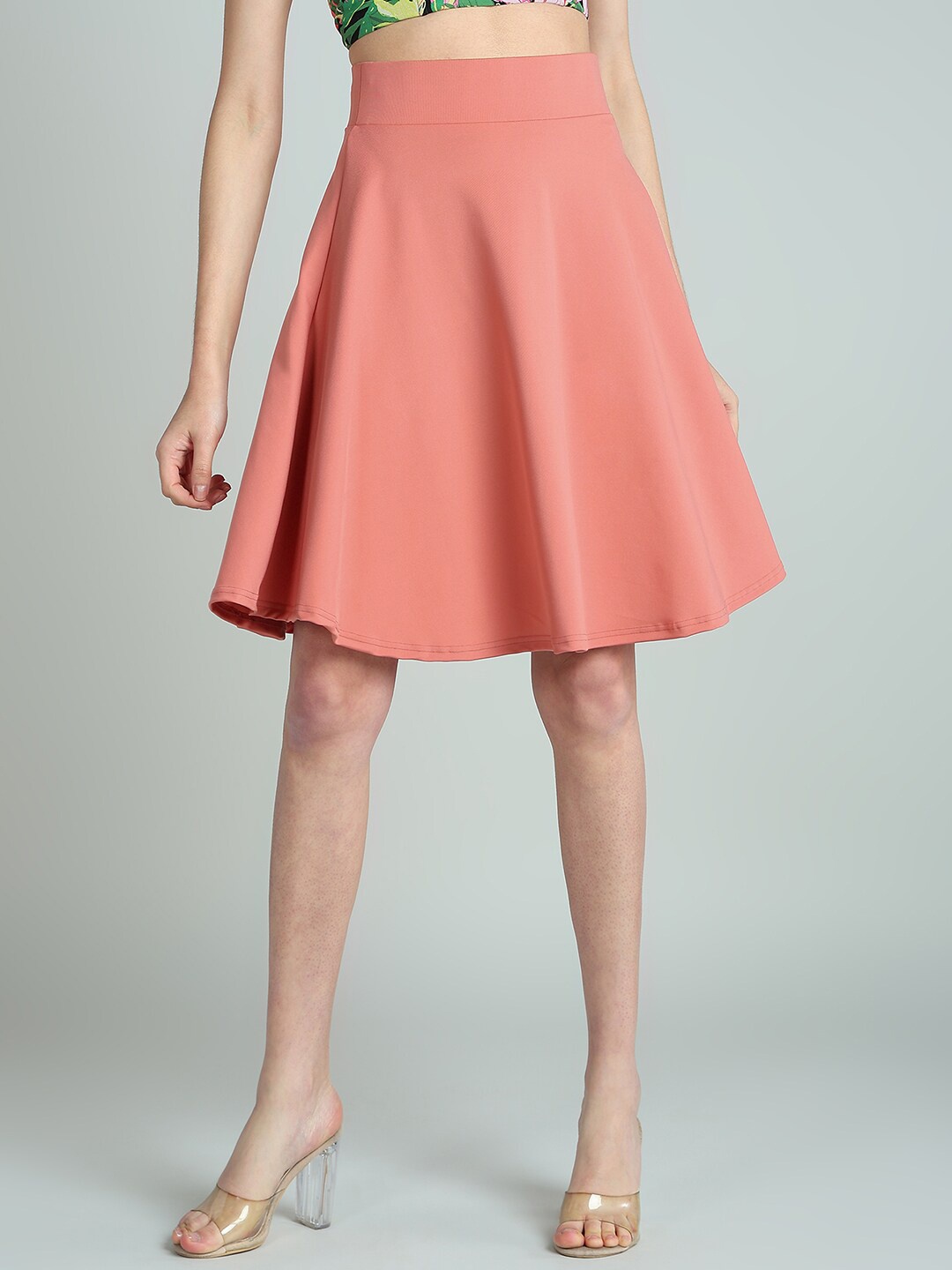 BAESD Above Knee Length Flared Skirt, Peach