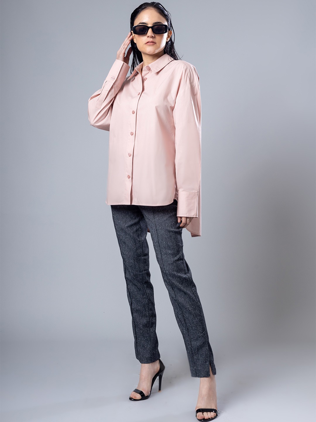

H&M Full Sleeve Back Wrap Detail Shirt, Peach