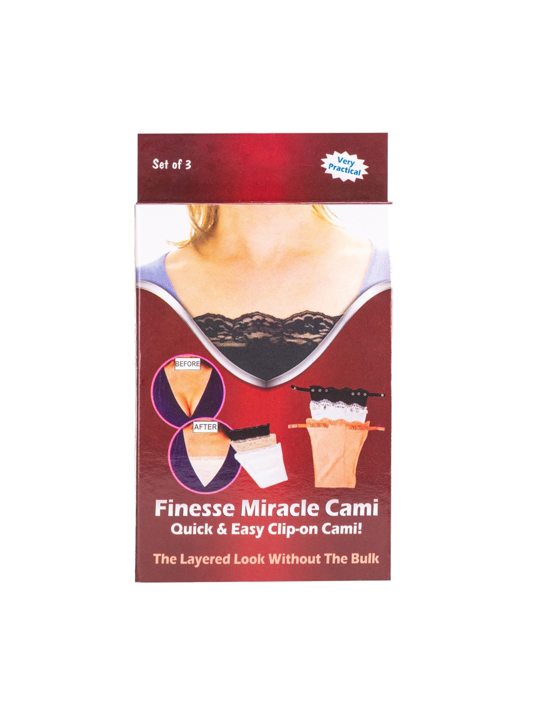 

Finesse Miracle Cami Pack Of 3 Clip-On Mock Camisoles, Black
