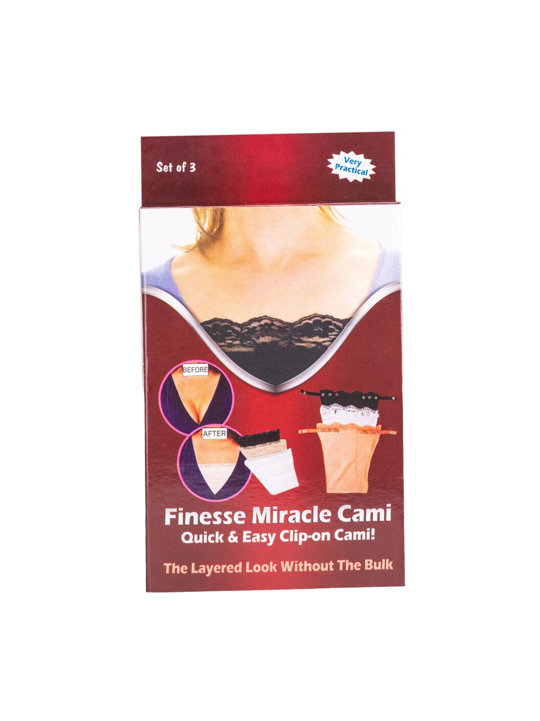 

Finesse Miracle Cami Pack Of 3 Clip-On Mock Camisoles, Black