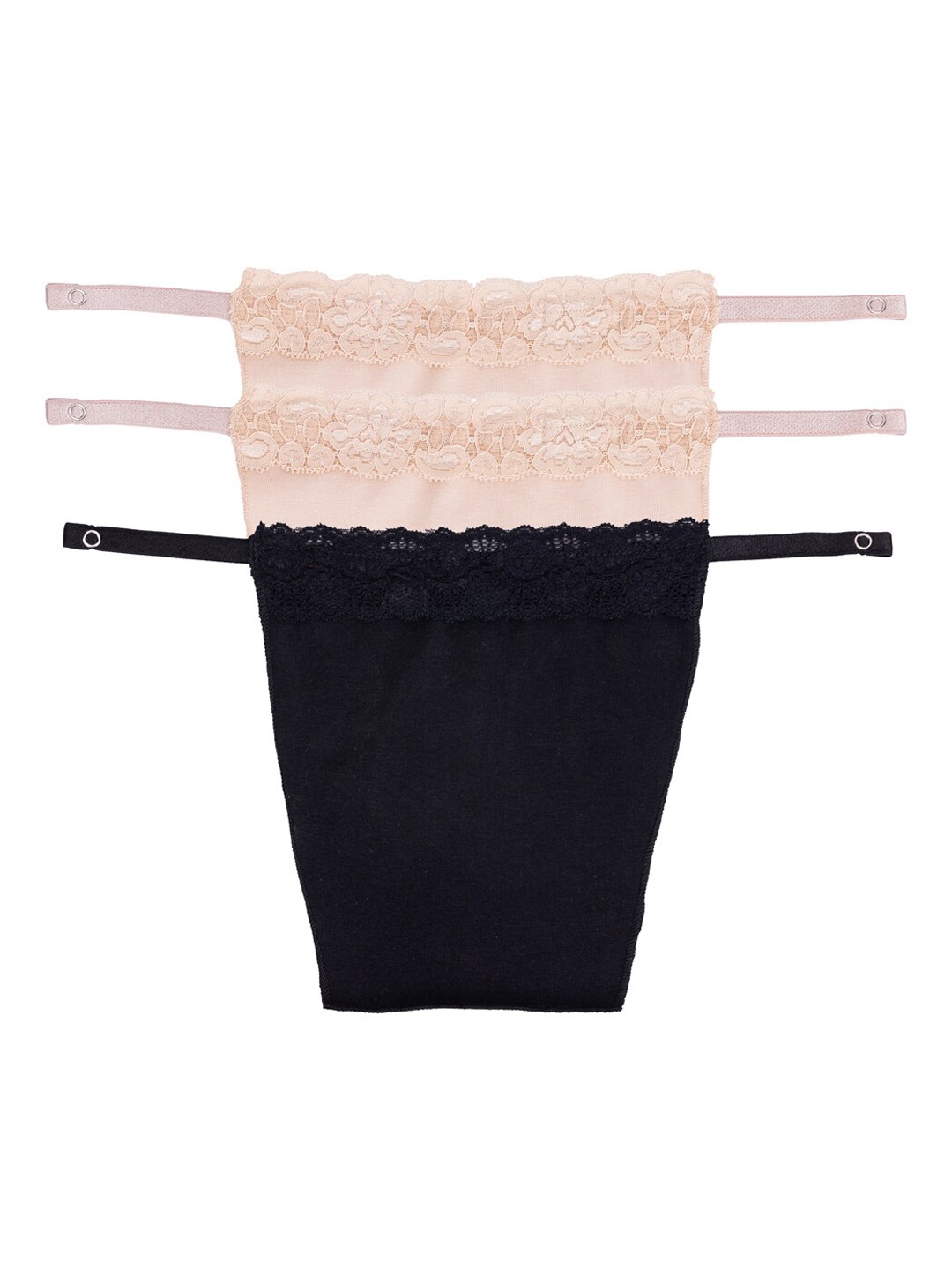 

Finesse Miracle Cami Pack Of 3 Cotton Clip On Mock Camisoles, Black