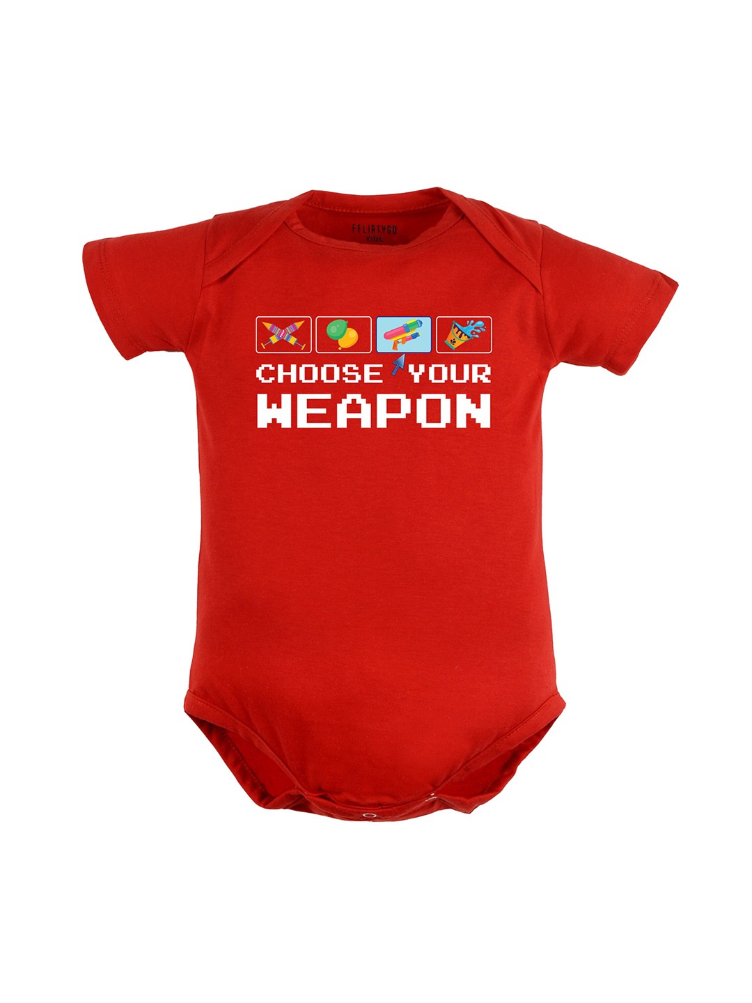 

FFLIRTYGO Infants Holi Printed Pure Cotton Bodysuit, Red