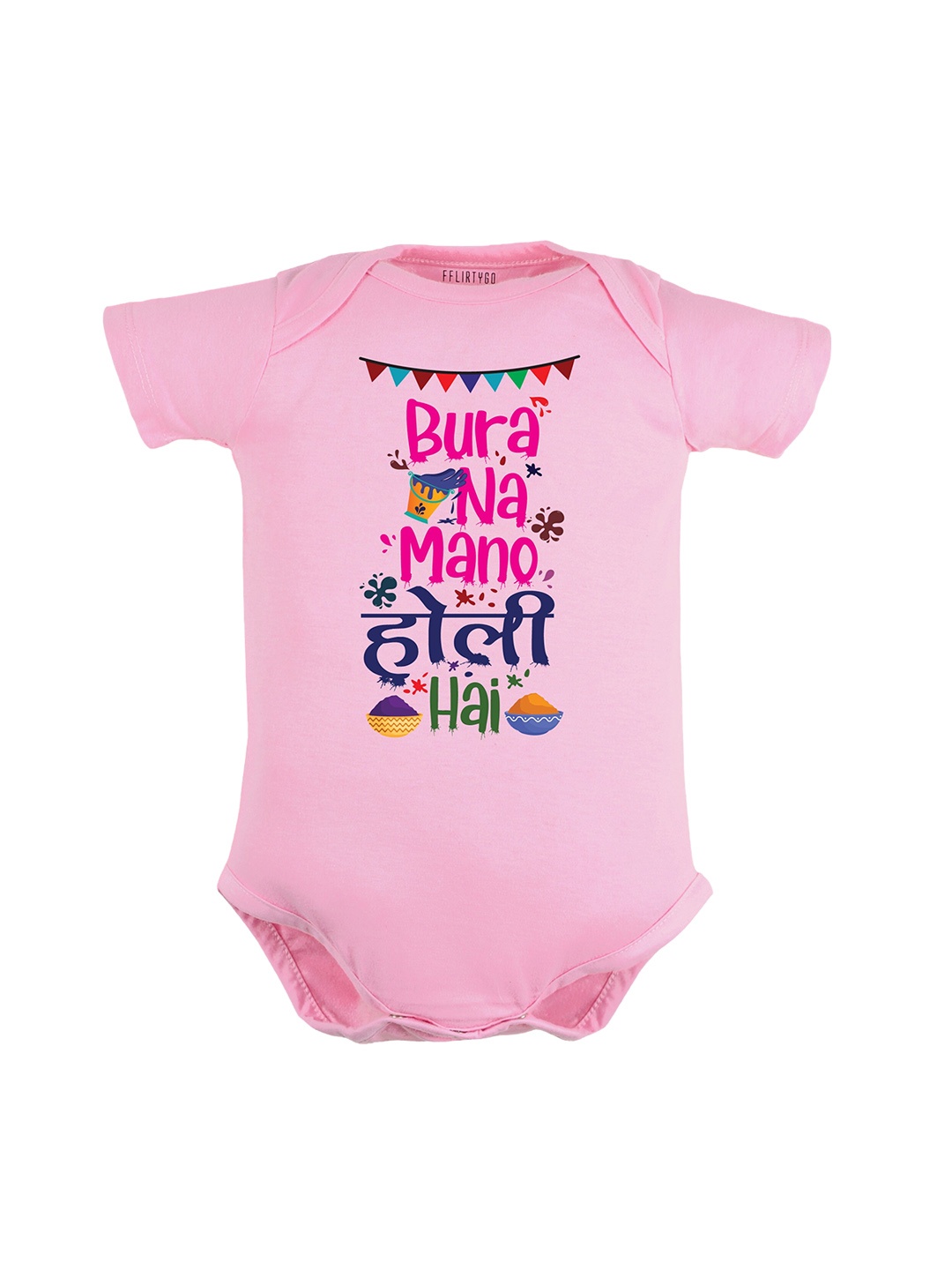 

FFLIRTYGO Infants Typography Printed Pure Cotton Bodysuit, Pink