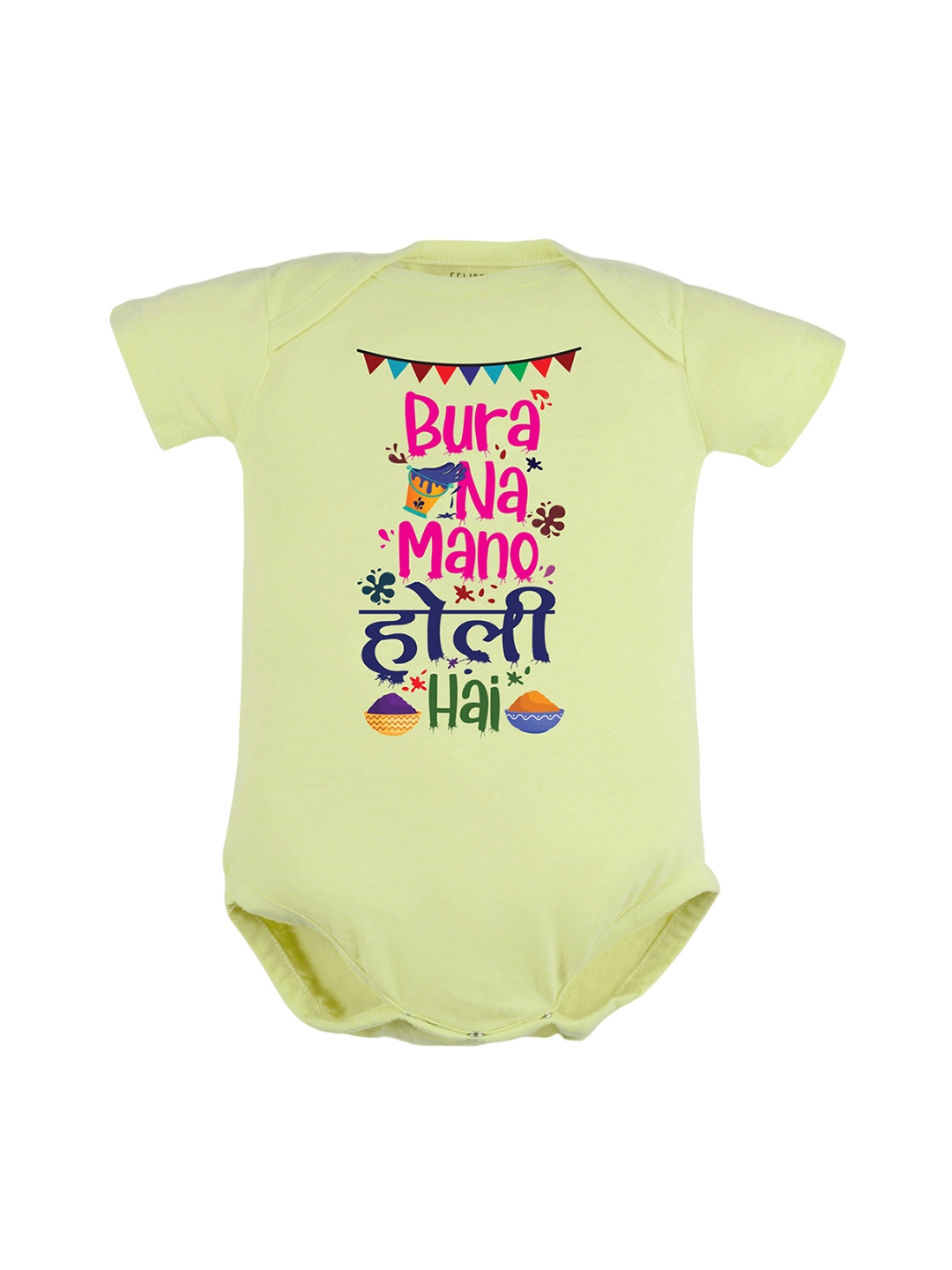 

FFLIRTYGO Infants Holi Special Printed Pure Cotton Bodysuit, Green
