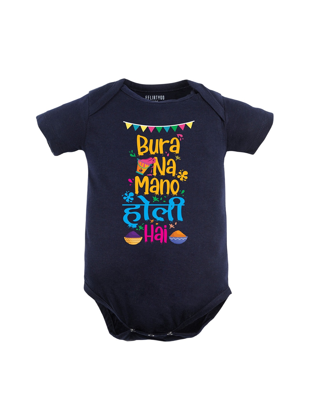 

FFLIRTYGO Infants Printed Pure Cotton Bodysuit, Navy blue