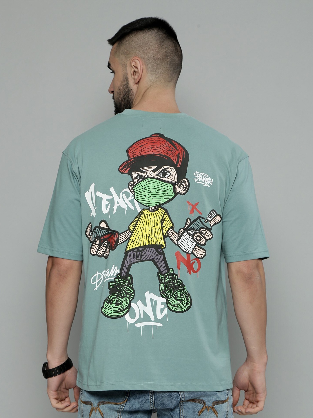 

Maniac Graffitplay Printed Oversized Cotton T-shirt, Green