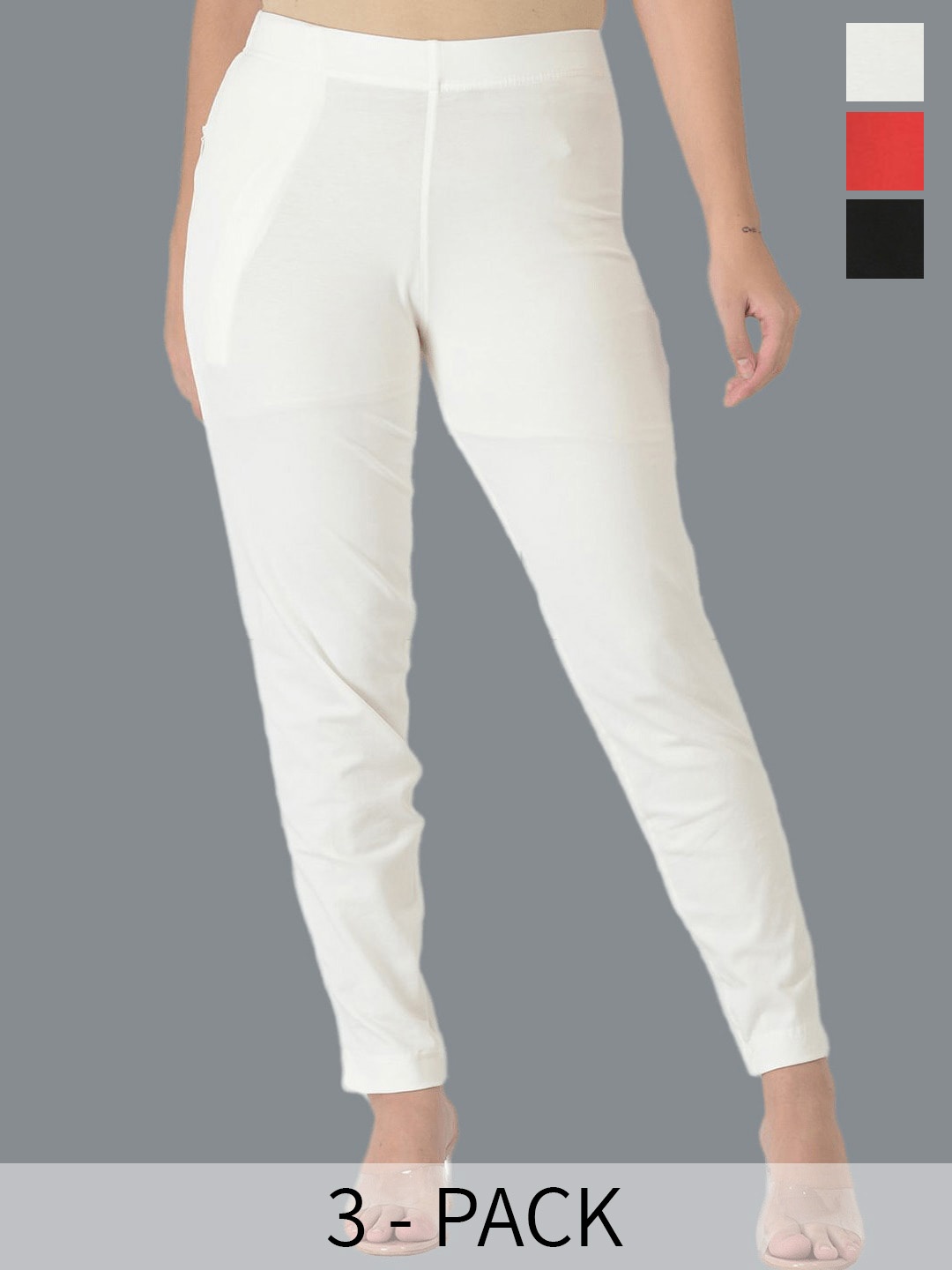 

Dollar Missy Women Pack Of 3 High-Rise Trousers, White