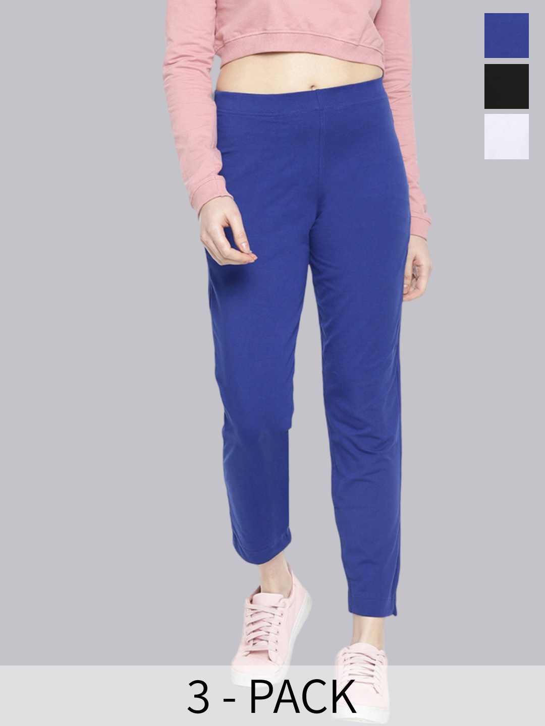 Dollar Missy Women Pack Of 3 High-Rise Trousers, Blue