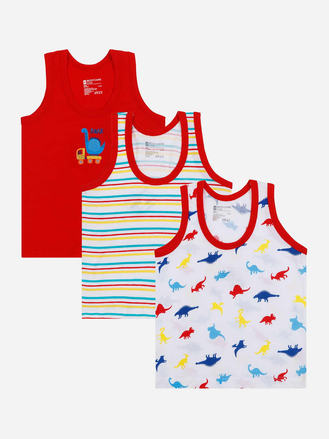 

Bodycare Infant Boys Pack Of 3 Assorted Cotton Innerwear Vests IIB1176-PK001