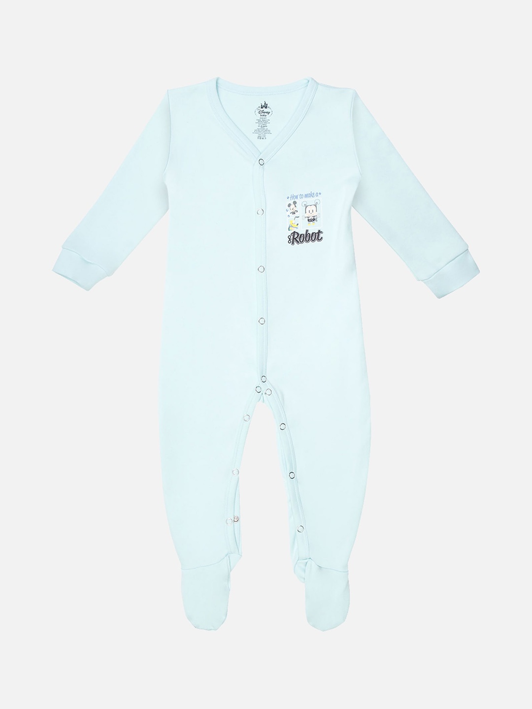 

Bodycare Infant Boys Mickey Mouse Printed Pure Cotton Sleepsuit, Blue