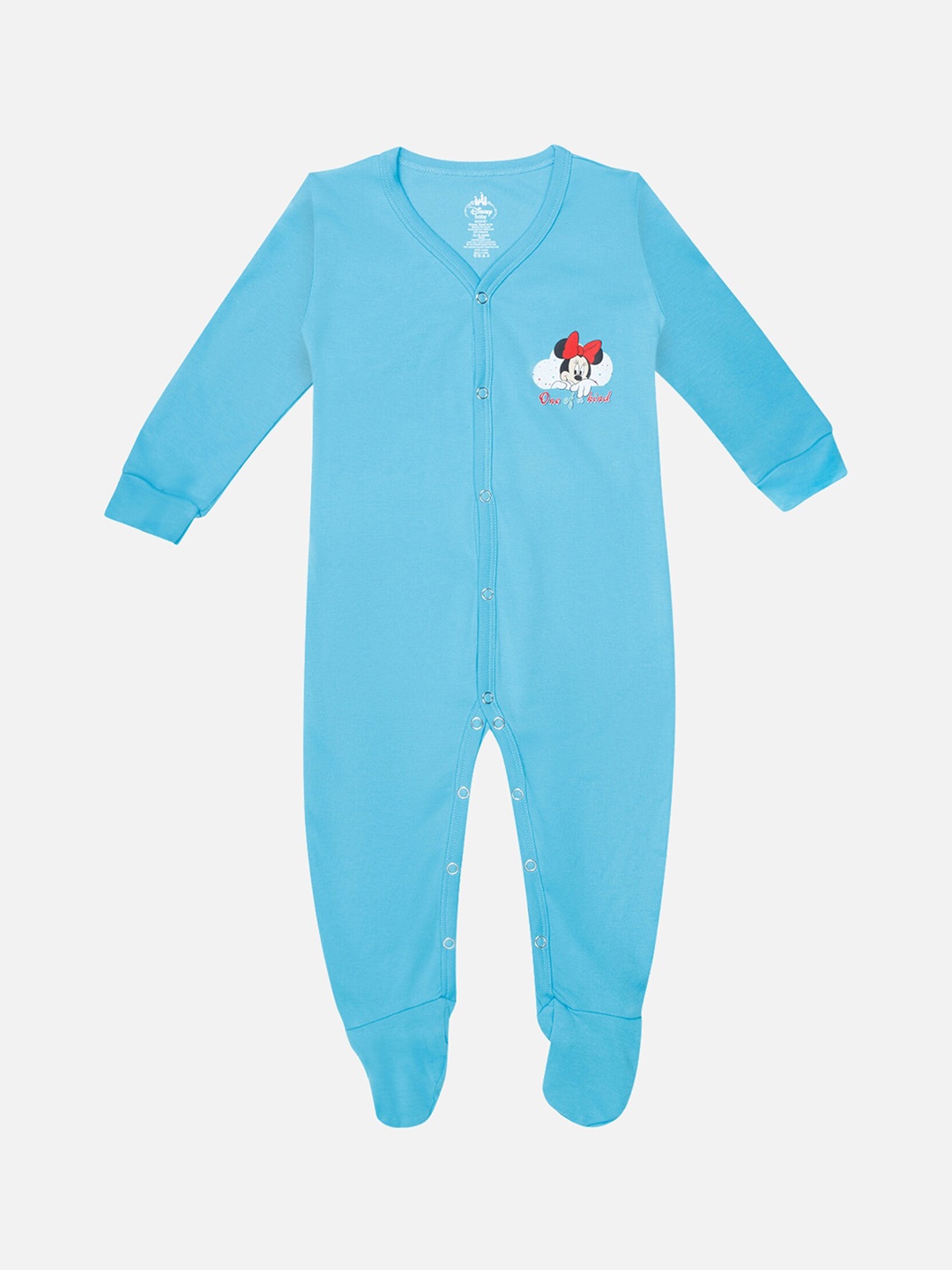 

Bodycare Infant Girls Minnie Mouse Printed Pure Cotton Sleepsuit, Blue