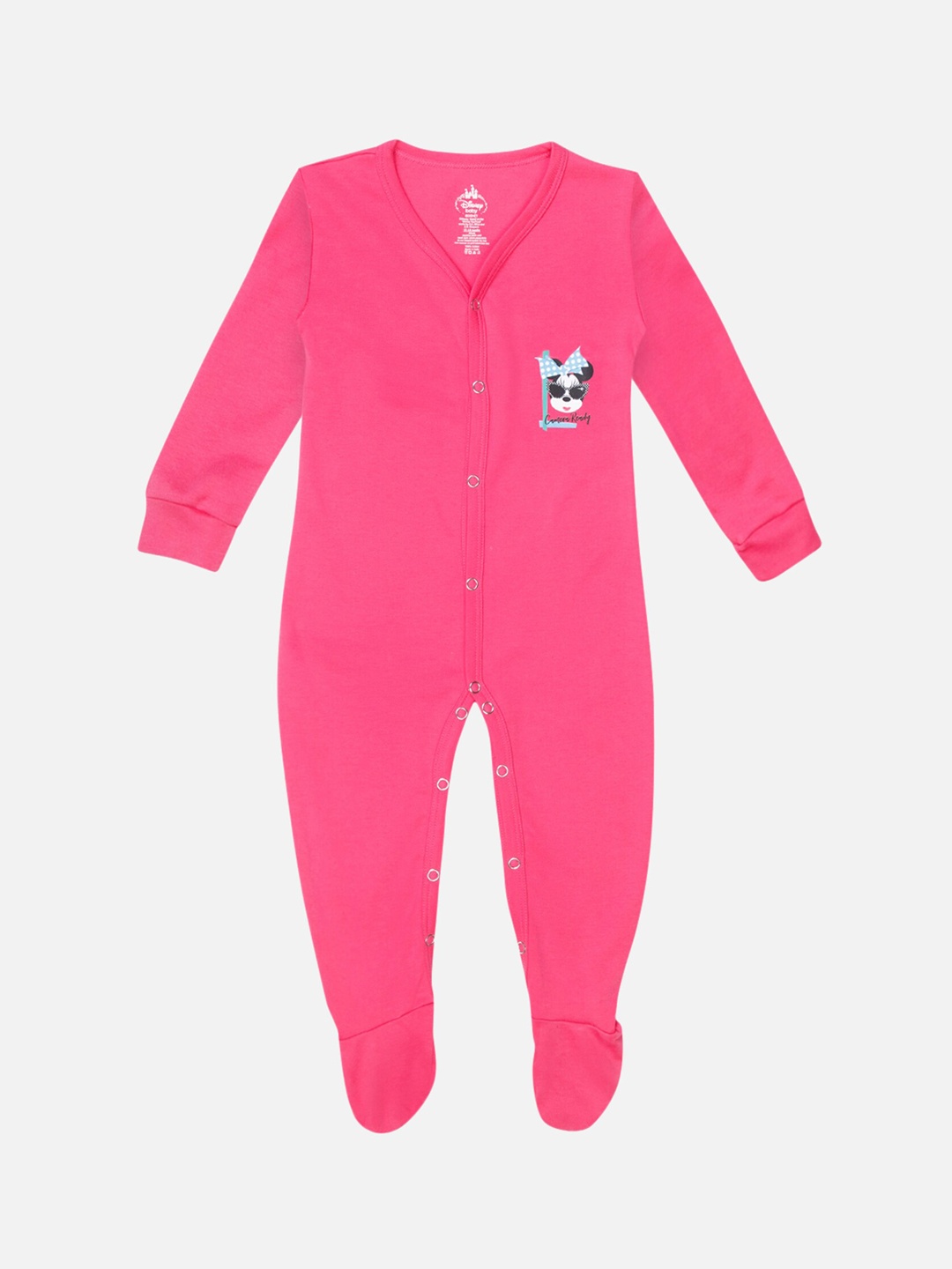 

Bodycare Infant Girls Minnie Mouse Printed Cotton Sleepsuit, Fuchsia