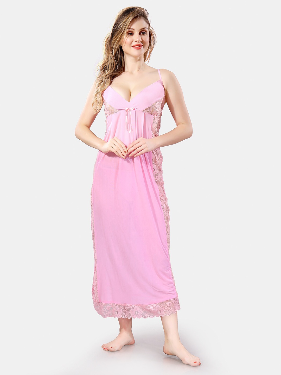 

Be You Net Lace Insert Baby Doll & Briefs, Pink