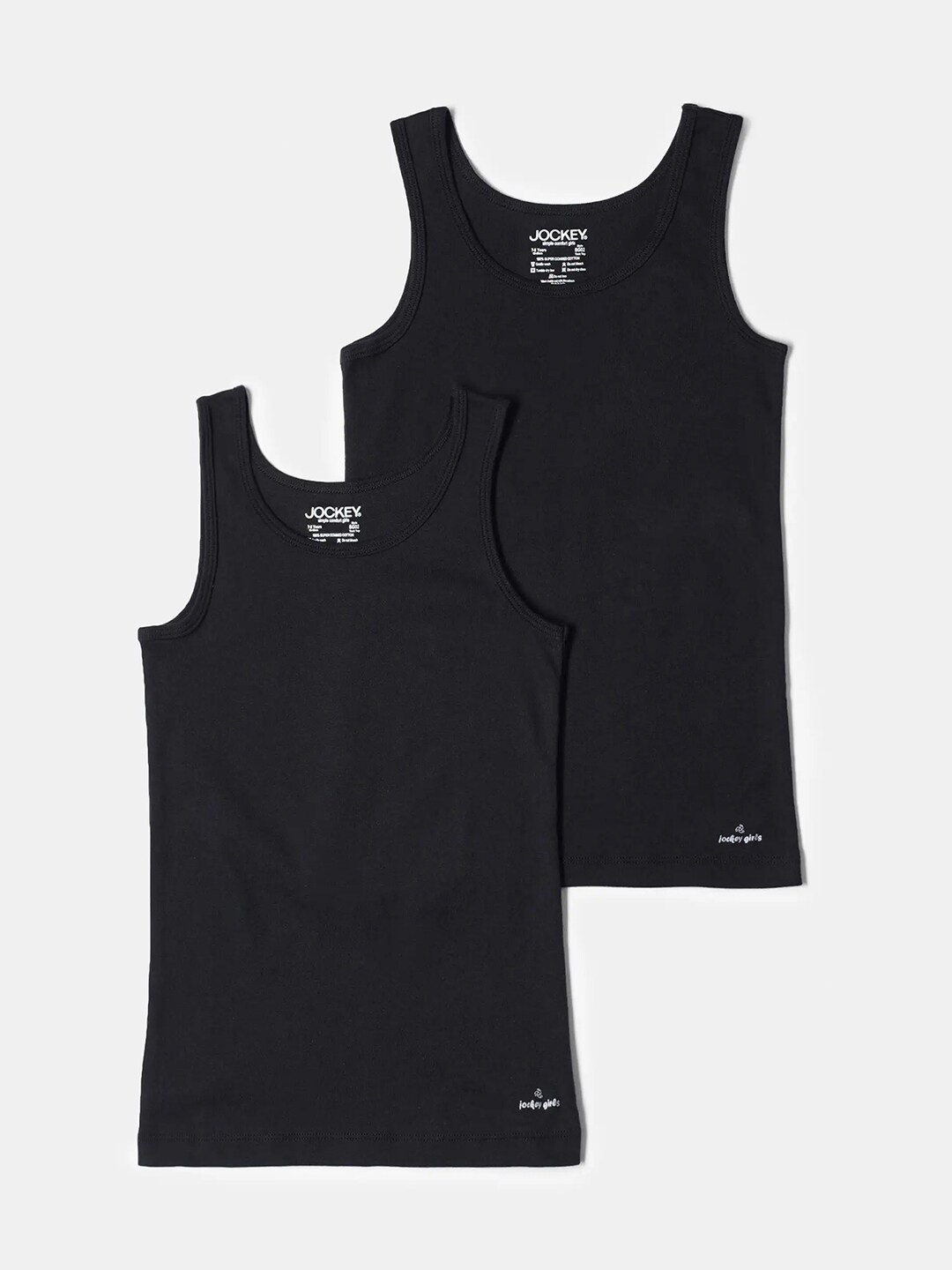 

Jockey Girls Pack of 2 Super Combed Cotton Rib Solid Inner Tank Top-SG02, Black