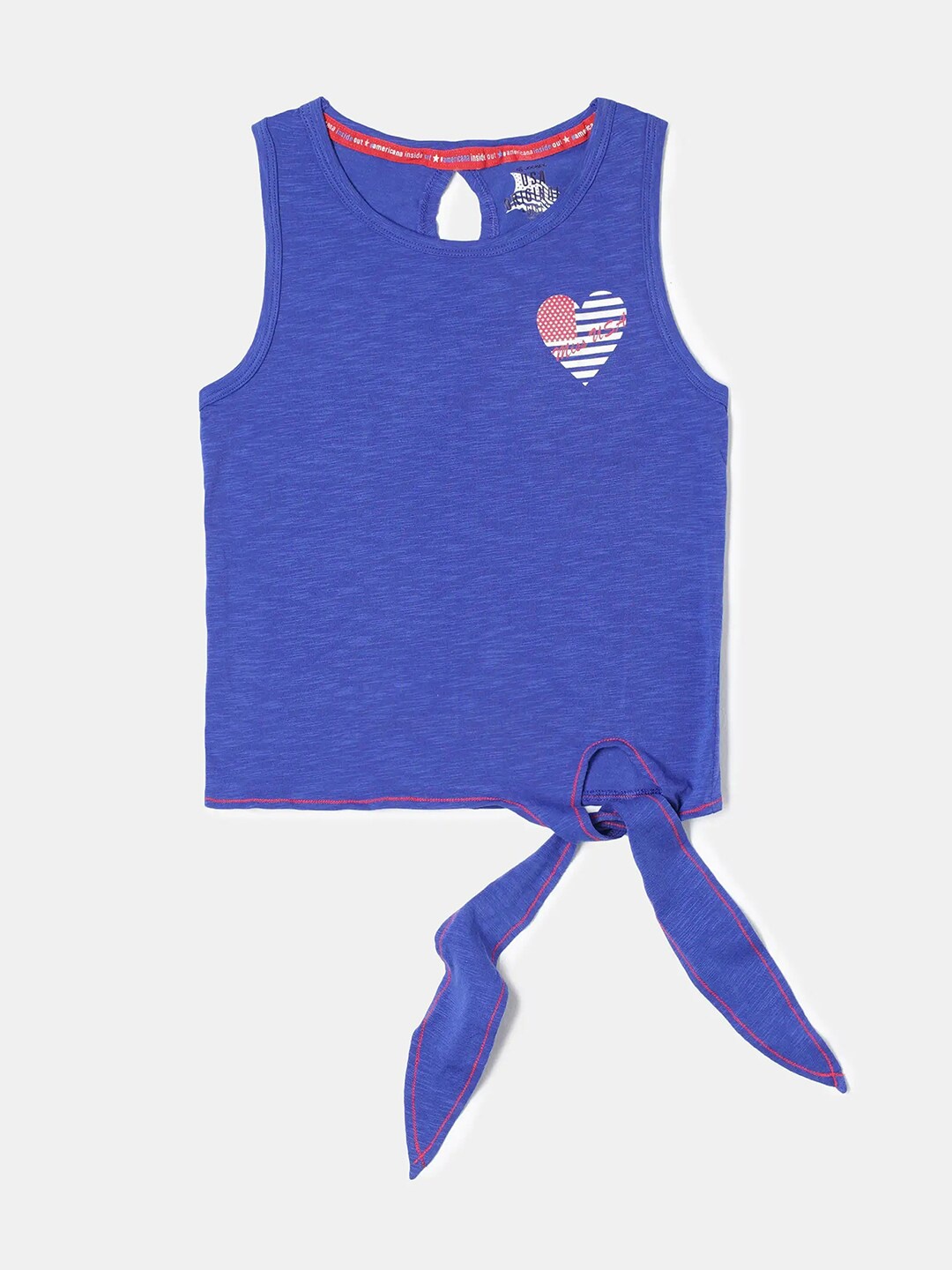 

Jockey Girls Super Combed Cotton Printed Round Neck Sleeveless Tank Top-UG06, Blue