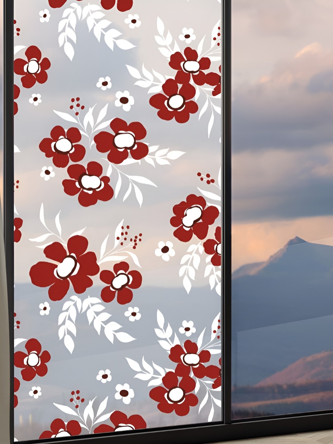 

CVANU Transparent & Maroon Printed Self Adhesive Window Film