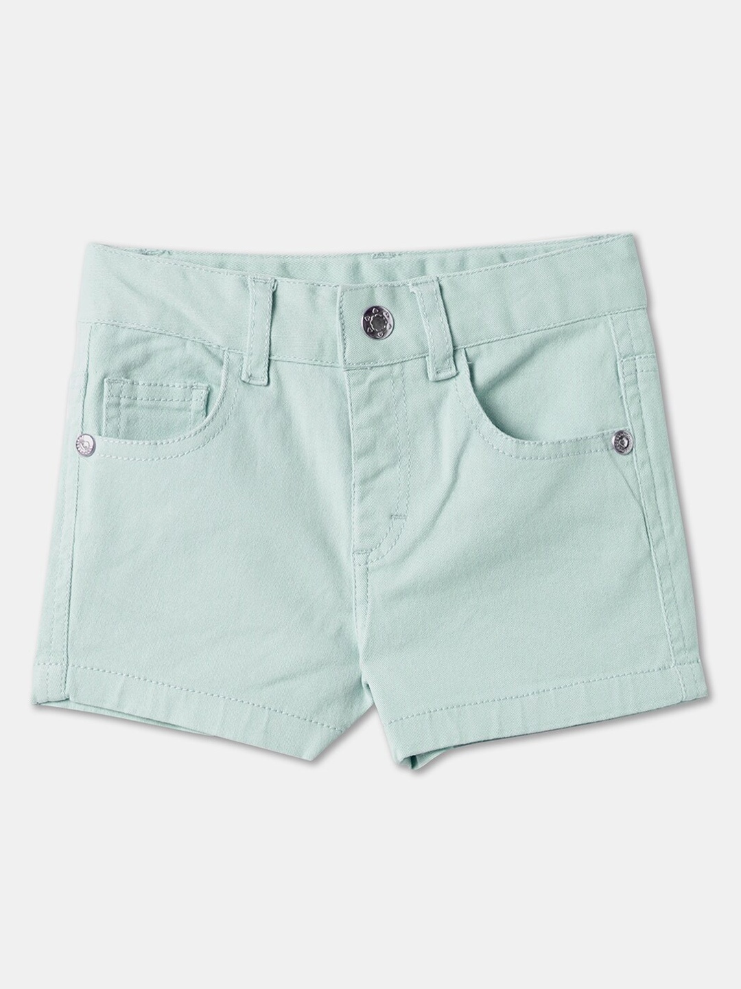 R&B Girls Mid Rise Cotton Shorts, Blue