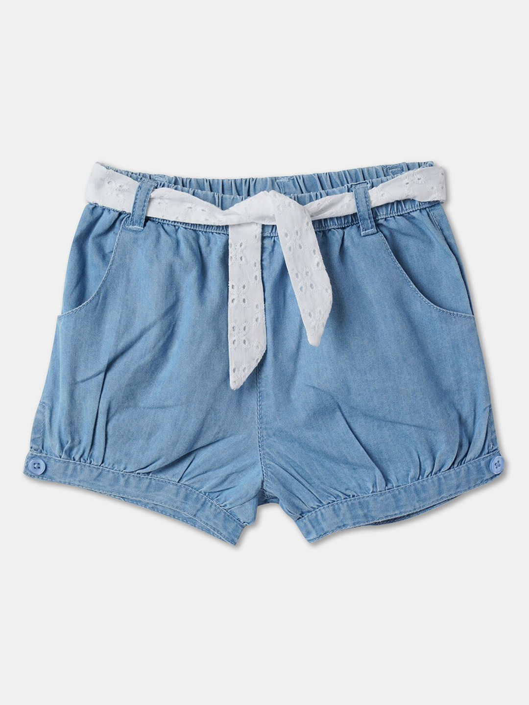 

R&B Girls Mid Rise Cotton Shorts, Blue
