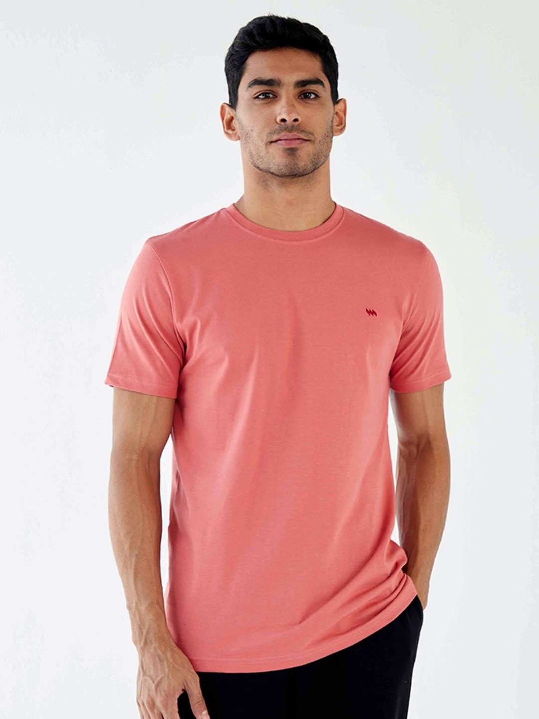 

MODERN CREW Round Neck Cotton Lounge Tshirt, Peach